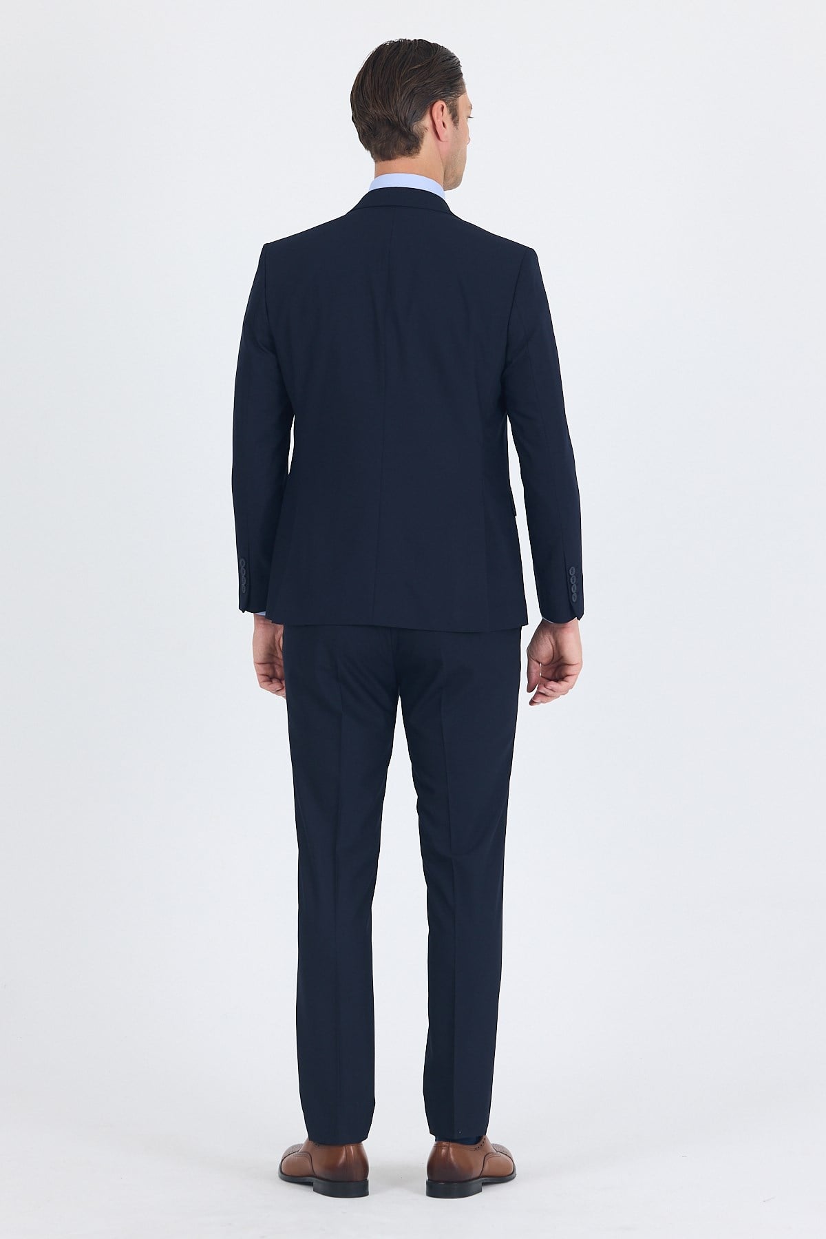 İMZA Lacivert Kırlangıç Yaka Düz Slim Fit 6 Drop Takım Elbise 1001260011 görsel 5