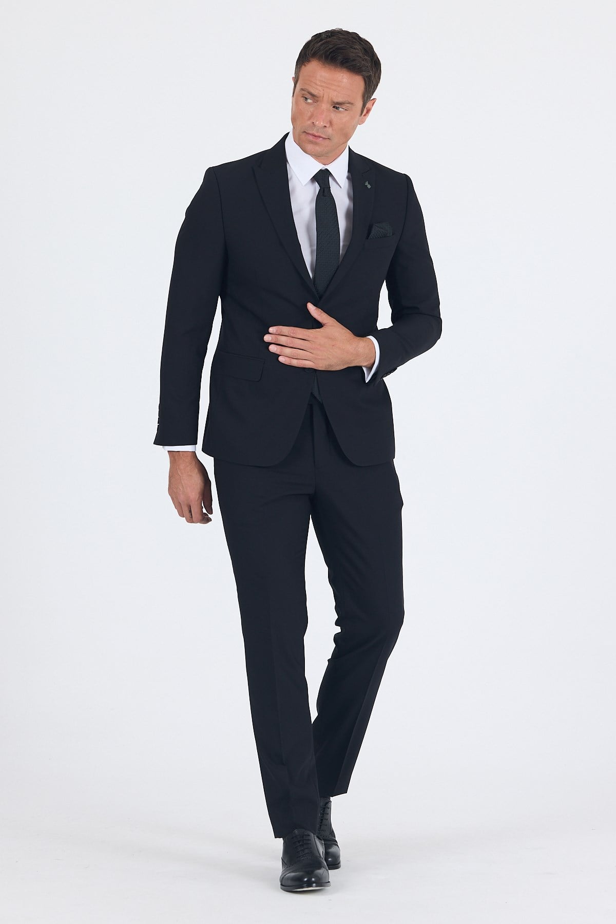 İMZA Siyah Kırlangıç Yaka Düz Slim Fit 6 Drop Takım Elbise 1001260011
