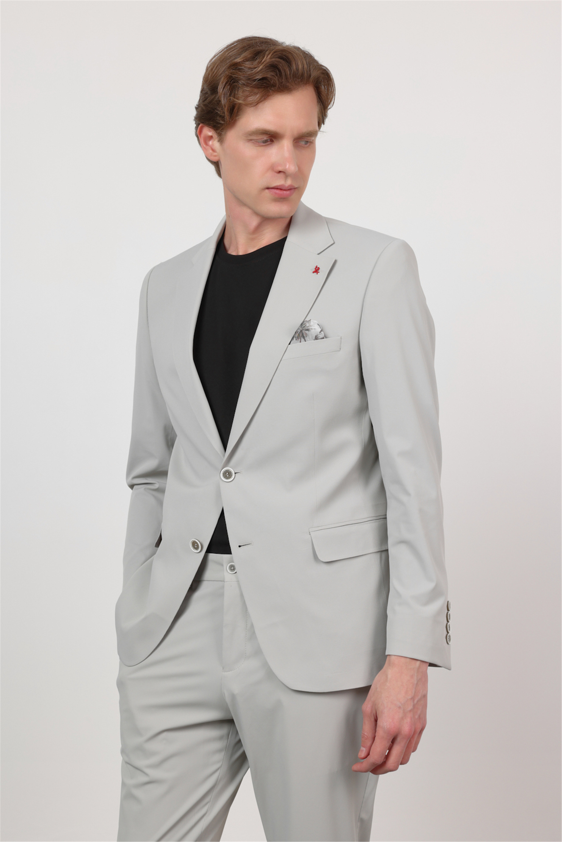 İMZA Taş Kendinden Desenli Mono Yaka 6 Drop Slim Fit Takım Elbise 1001260162 görsel 2