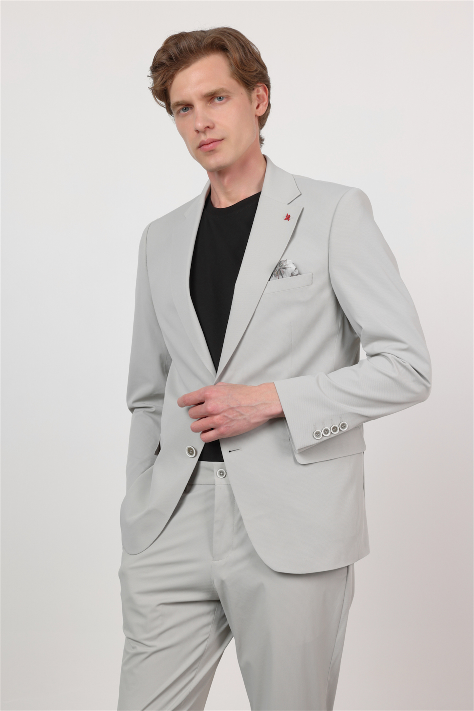 İMZA Taş Kendinden Desenli Mono Yaka 6 Drop Slim Fit Takım Elbise 1001260162 görsel 3