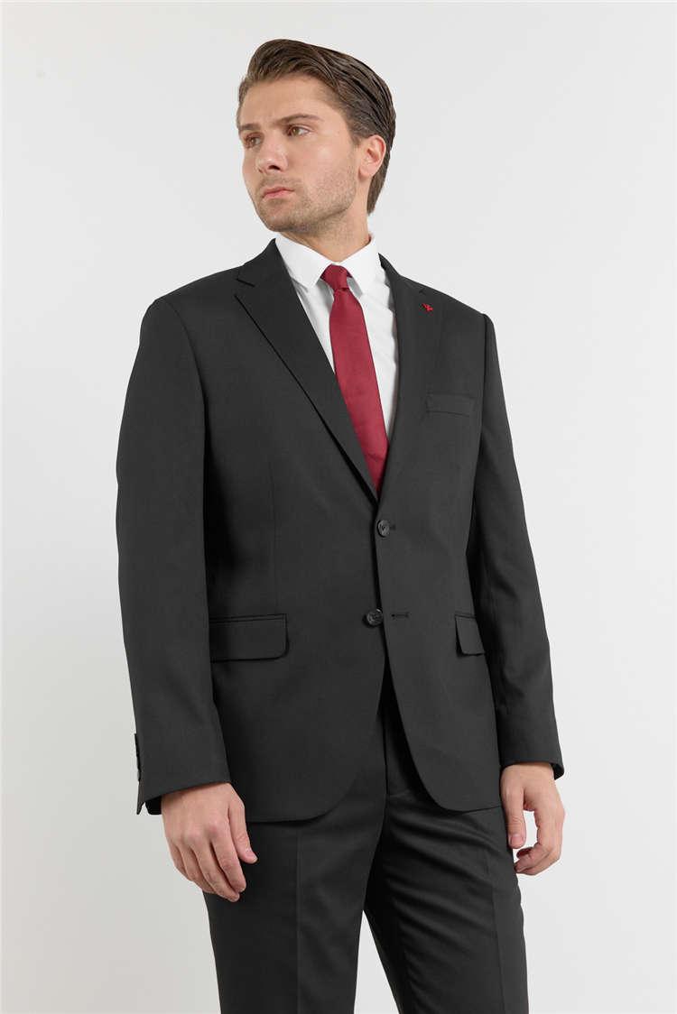 İMZA Siyah Mono Yaka Kendinden Desenli 6 Drop Comfort Fit Esnek Takım Elbise 1001260161 görsel 3