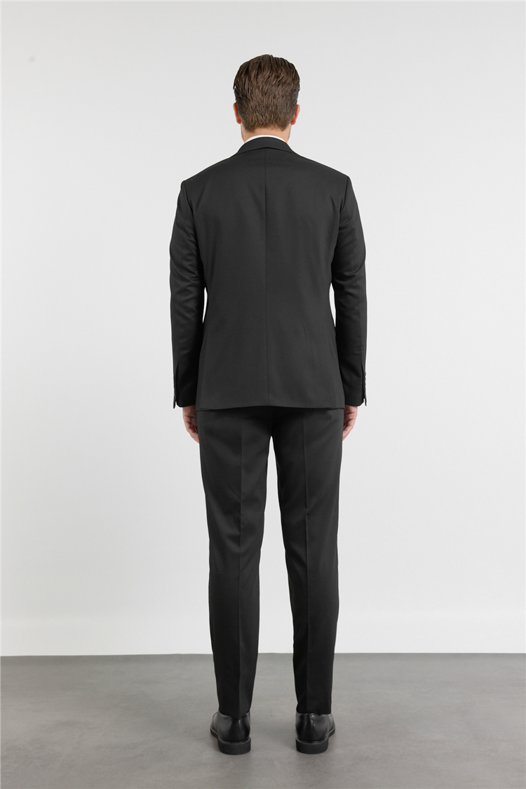 İMZA Siyah Mono Yaka Kendinden Desenli 6 Drop Comfort Fit Esnek Takım Elbise 1001260161 görsel 5