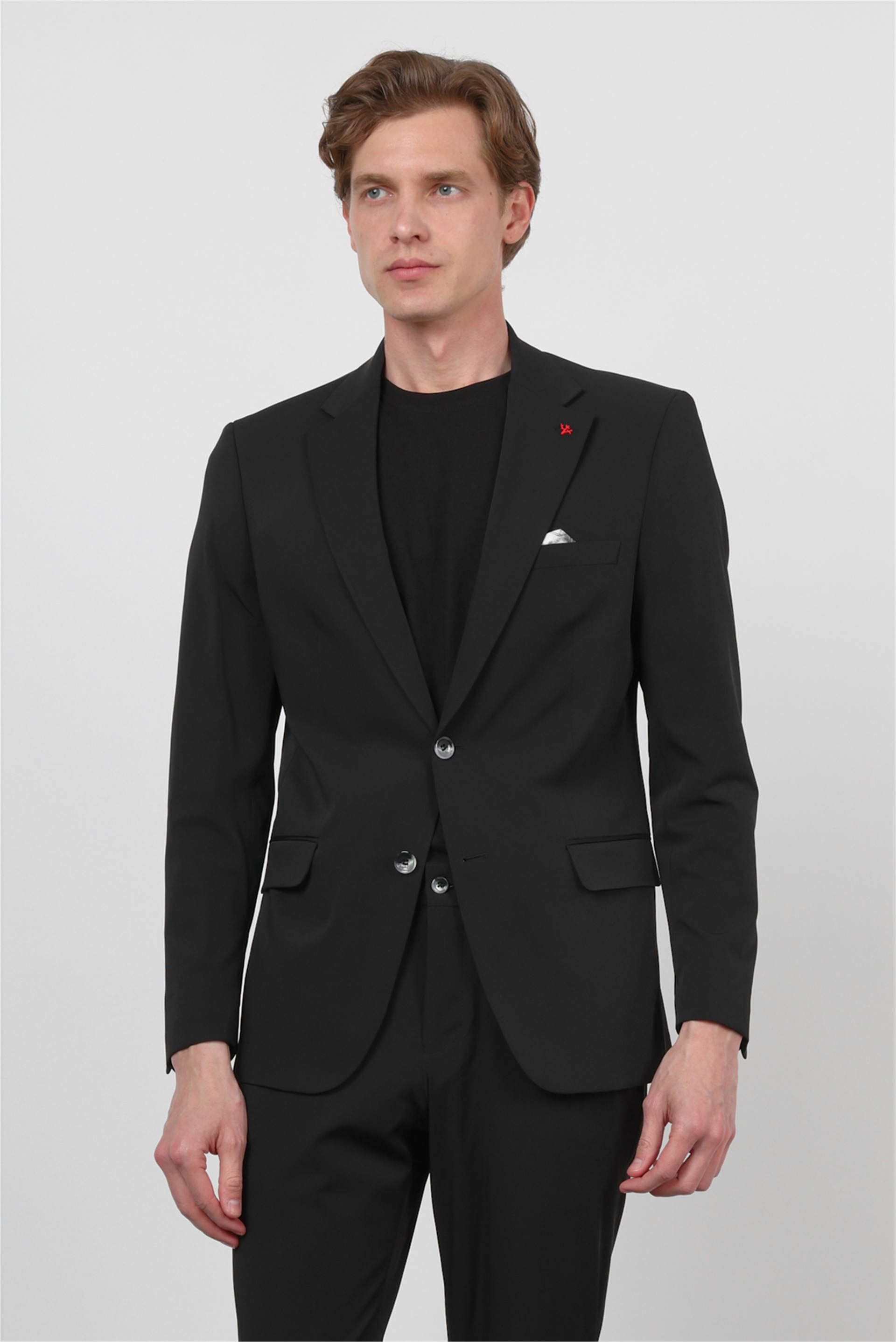 İMZA Siyah Kendinden Desenli Mono Yaka 6 Drop Slim Fit Takım Elbise 1001260162 görsel 2