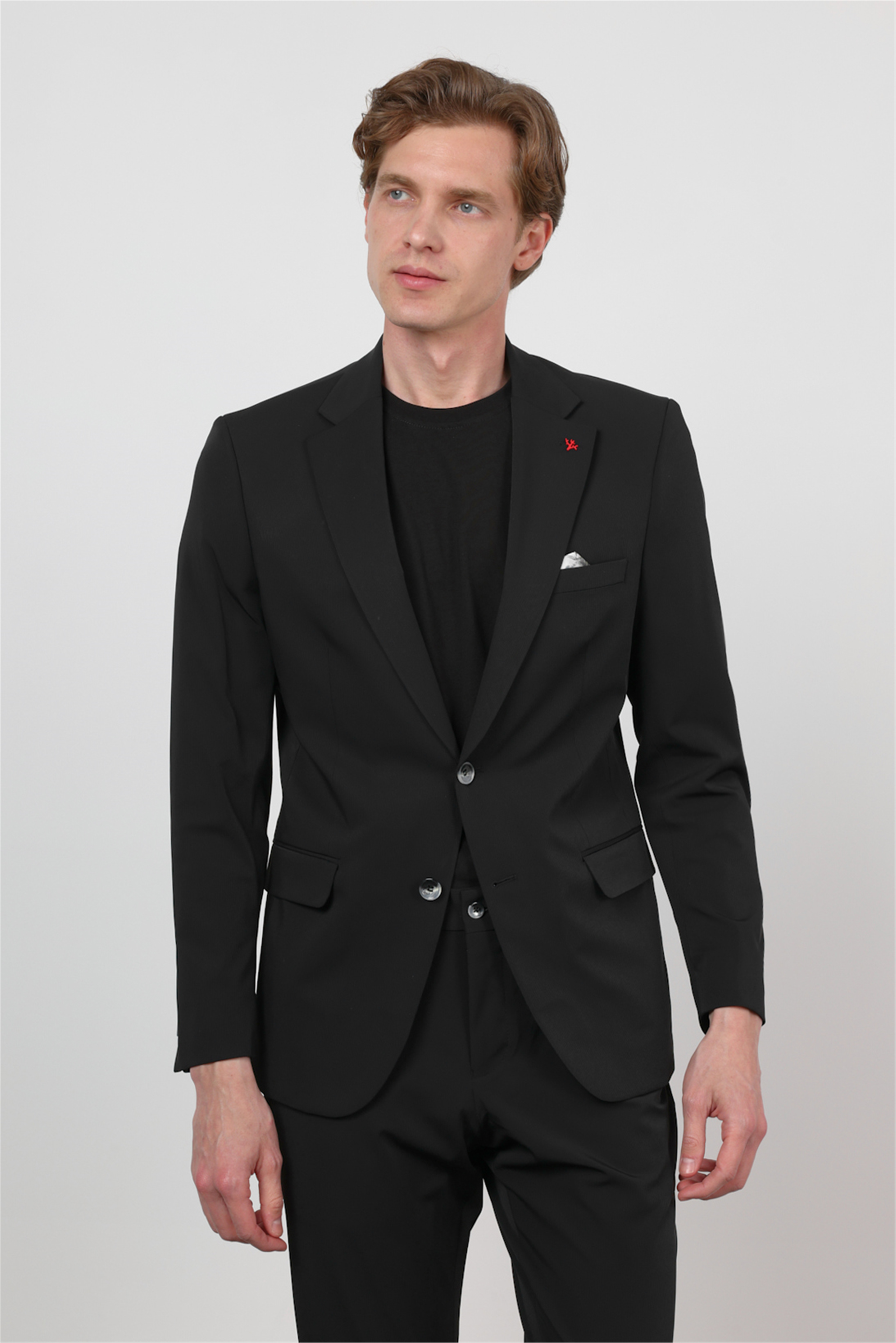 İMZA Siyah Kendinden Desenli Mono Yaka 6 Drop Slim Fit Takım Elbise 1001260162 görsel 3