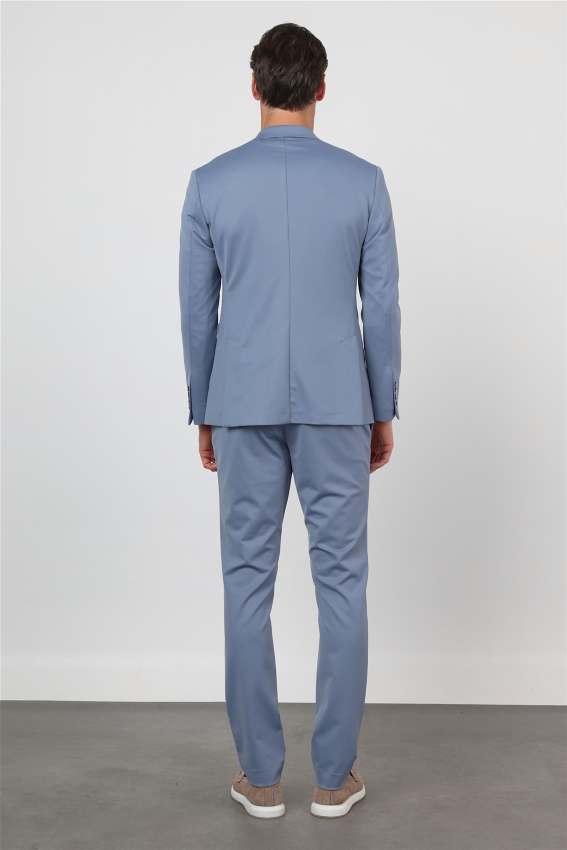 İMZA Mavi Kendinden Desenli Mono Yaka 6 Drop Slim Fit Takım Elbise 1001260165 görsel 8