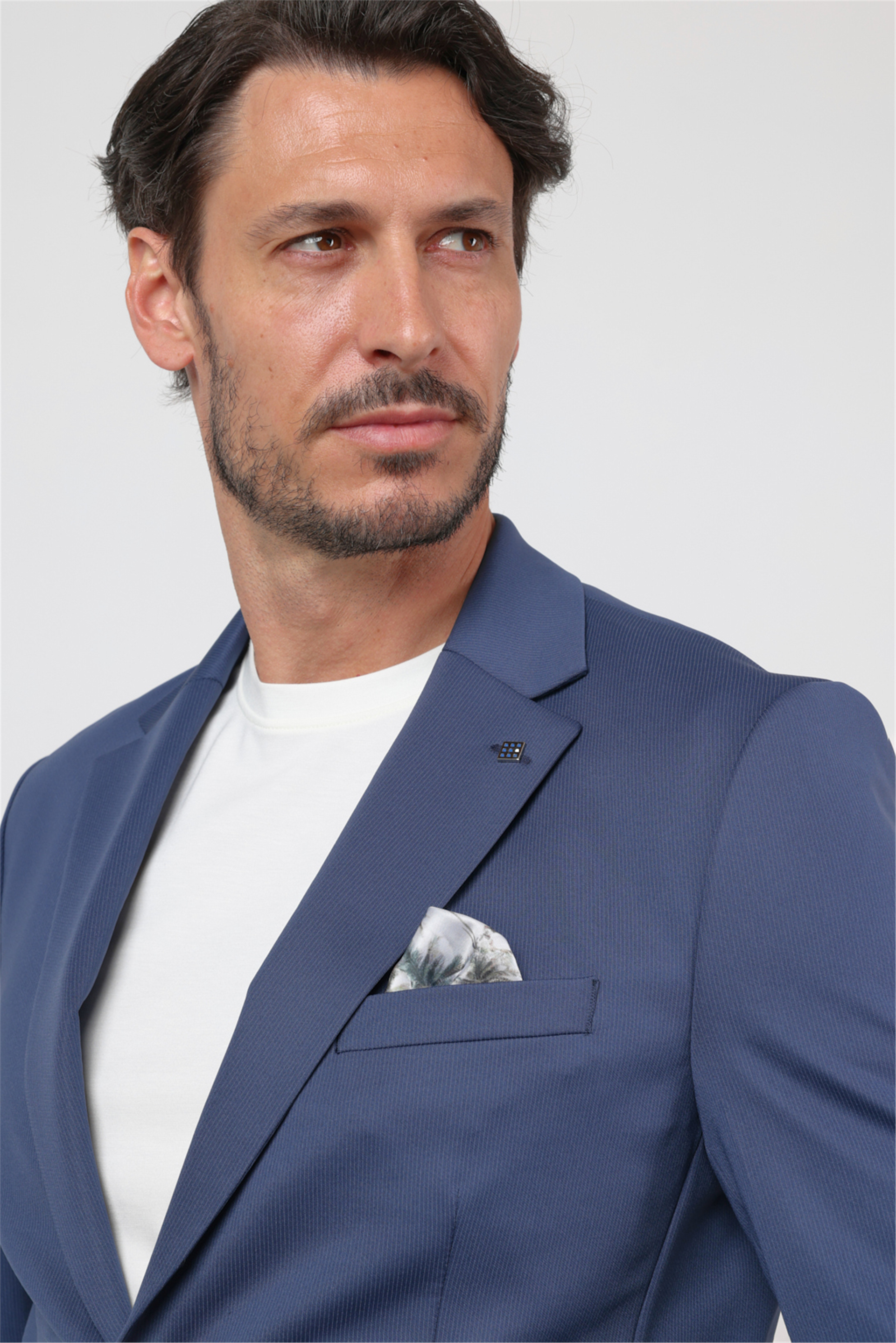 İMZA Lacivert Kendinden Desenli Mono Yaka 6 Drop Slim Fit Takım Elbise 1001260165 görsel 2