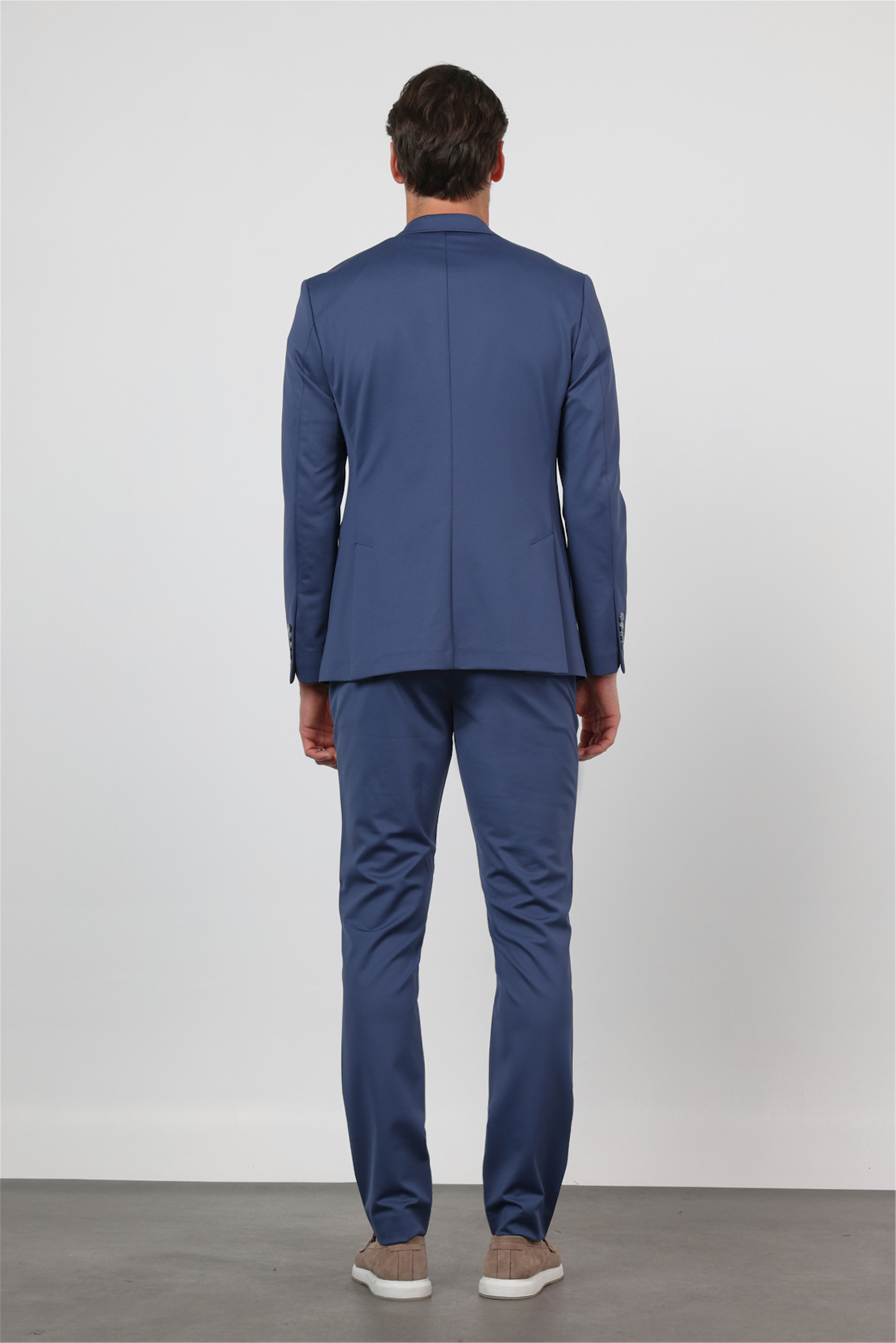 İMZA Lacivert Kendinden Desenli Mono Yaka 6 Drop Slim Fit Takım Elbise 1001260165 görsel 3