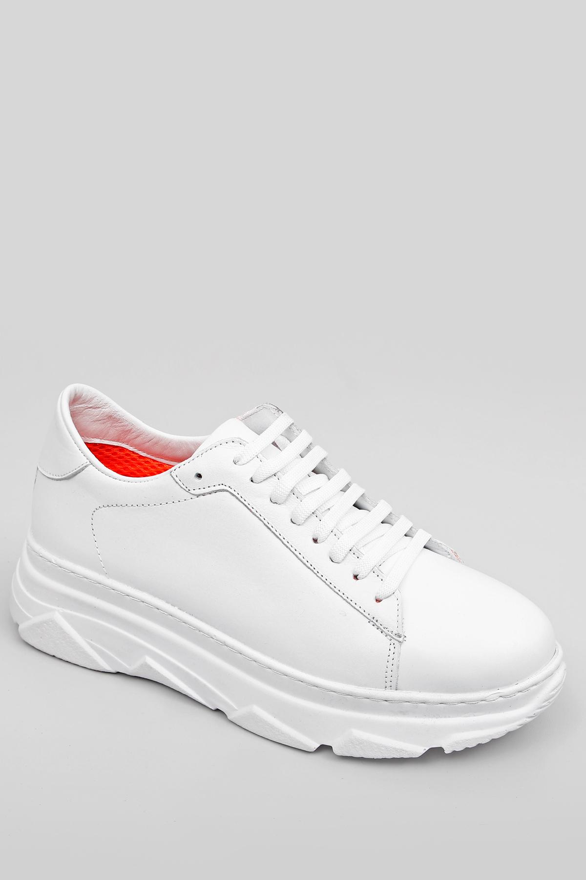 GÖNDERİ(R) Hakiki Deri Yuvarlak Burun Dolgu Taban Bağcıklı Kadın Sneaker 24166 görsel 5