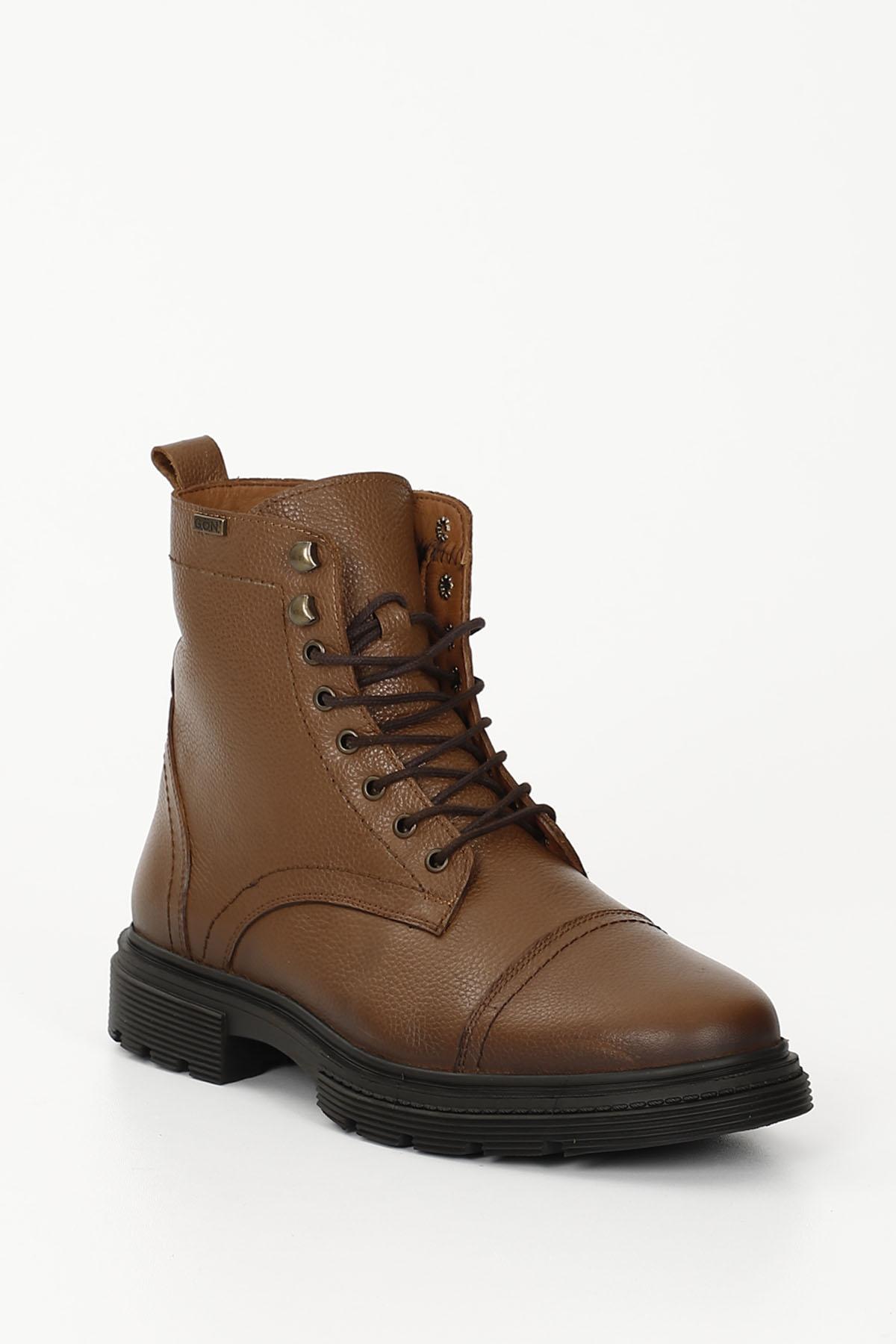 GÖNDERİ(R) TABA Hakiki Deri Fermuarlı Bağcıklı Erkek Postal Bot 81501 görsel 5