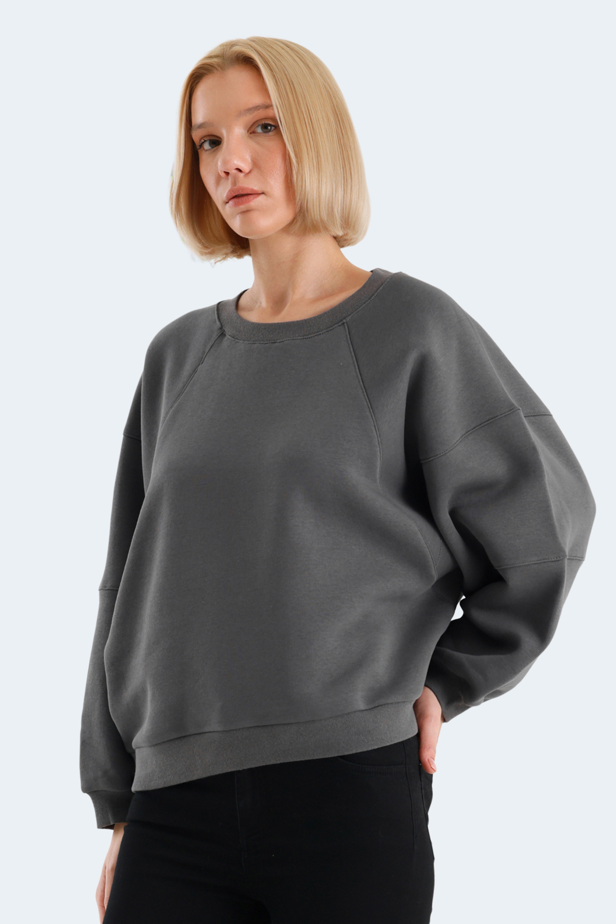 SLAZENGER VIA Kadın Koyu Gri Sweatshirt