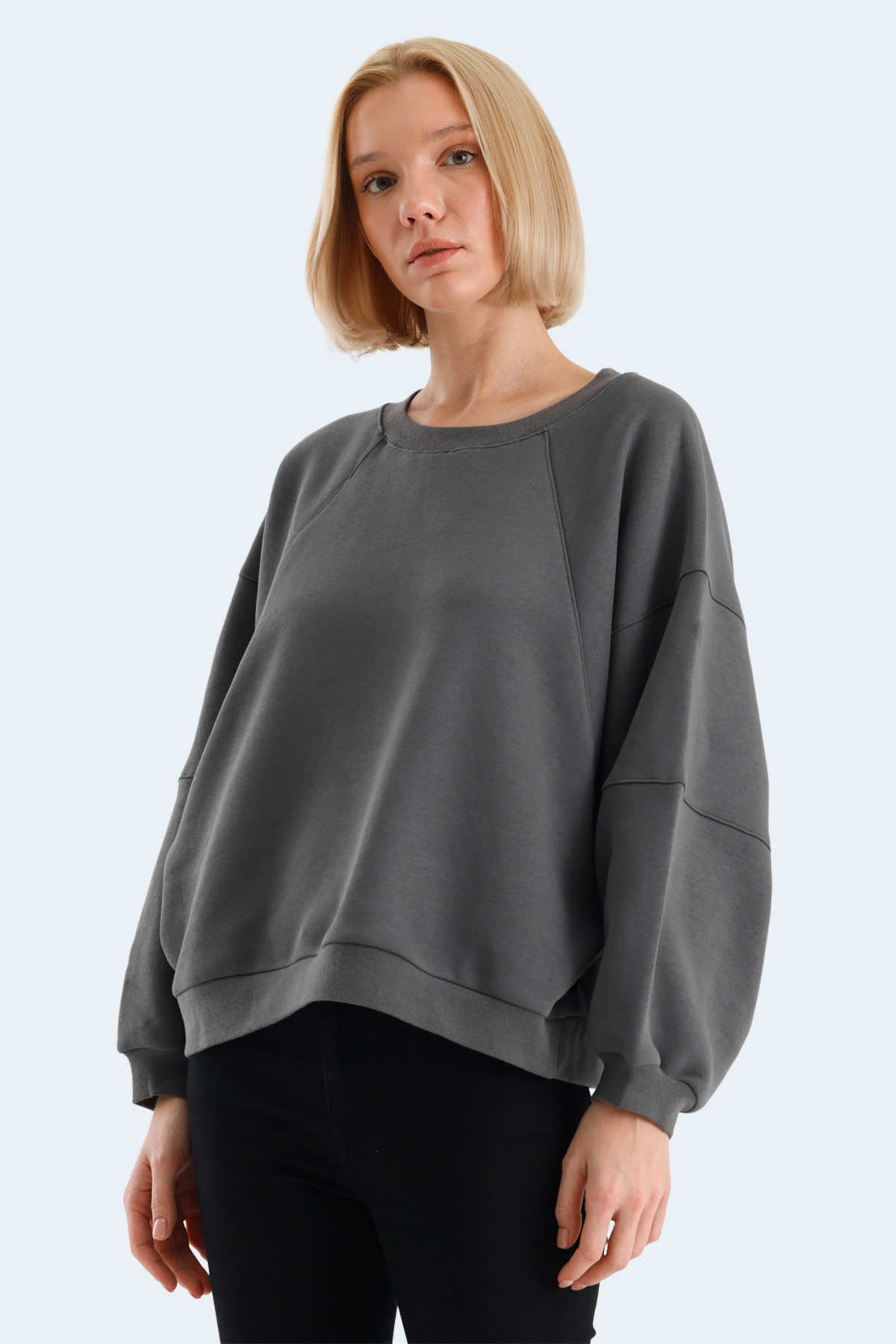SLAZENGER VIA Kadın Koyu Gri Sweatshirt görsel 3