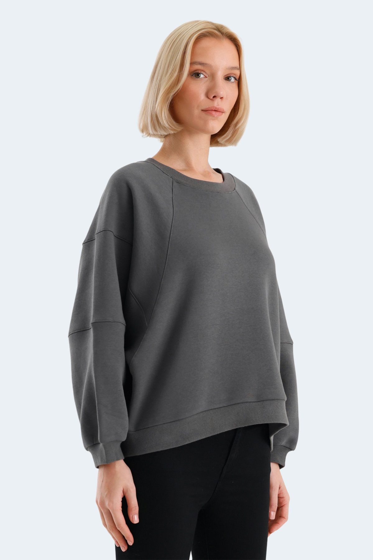 SLAZENGER VIA Kadın Koyu Gri Sweatshirt görsel 4