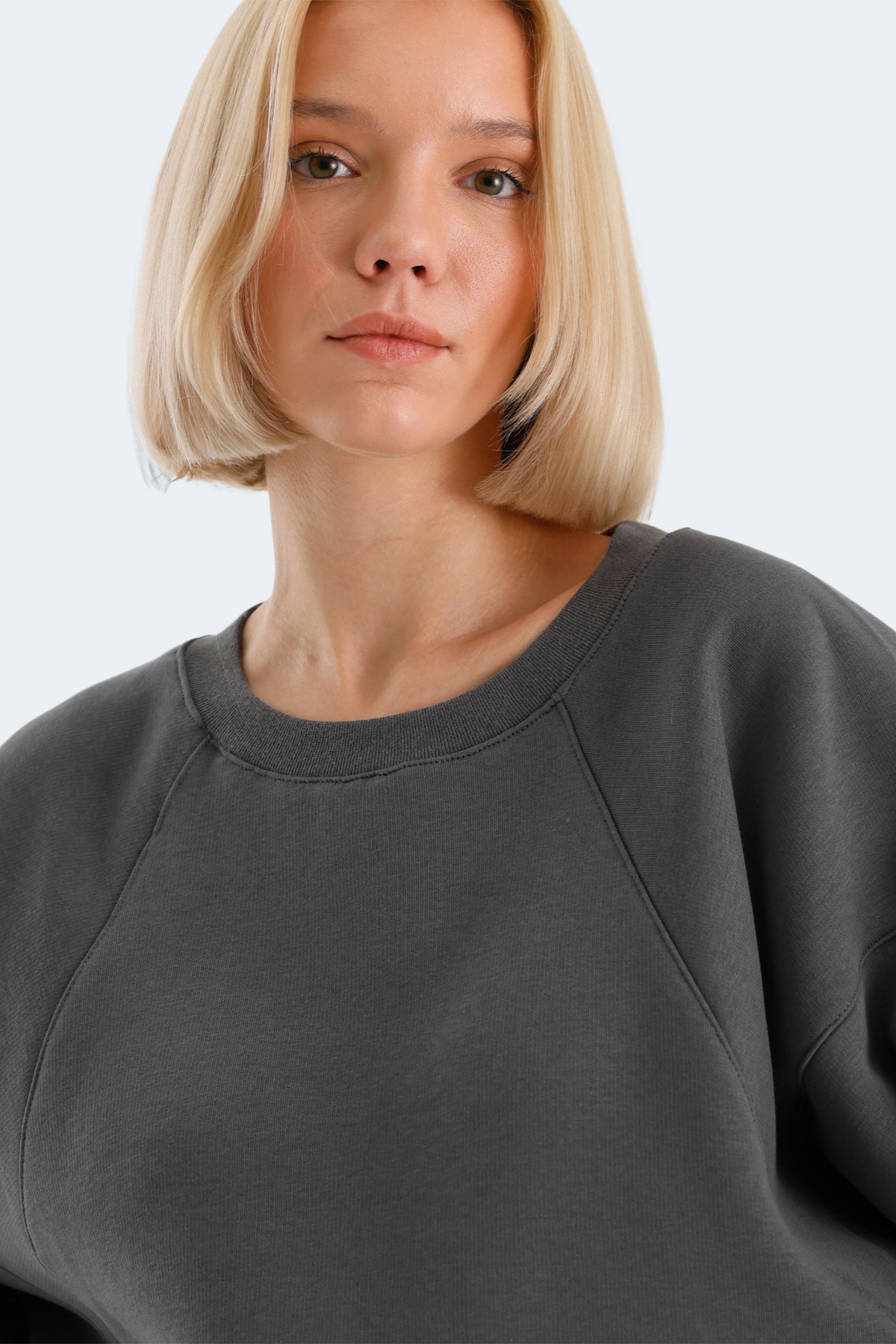 SLAZENGER VIA Kadın Koyu Gri Sweatshirt görsel 5