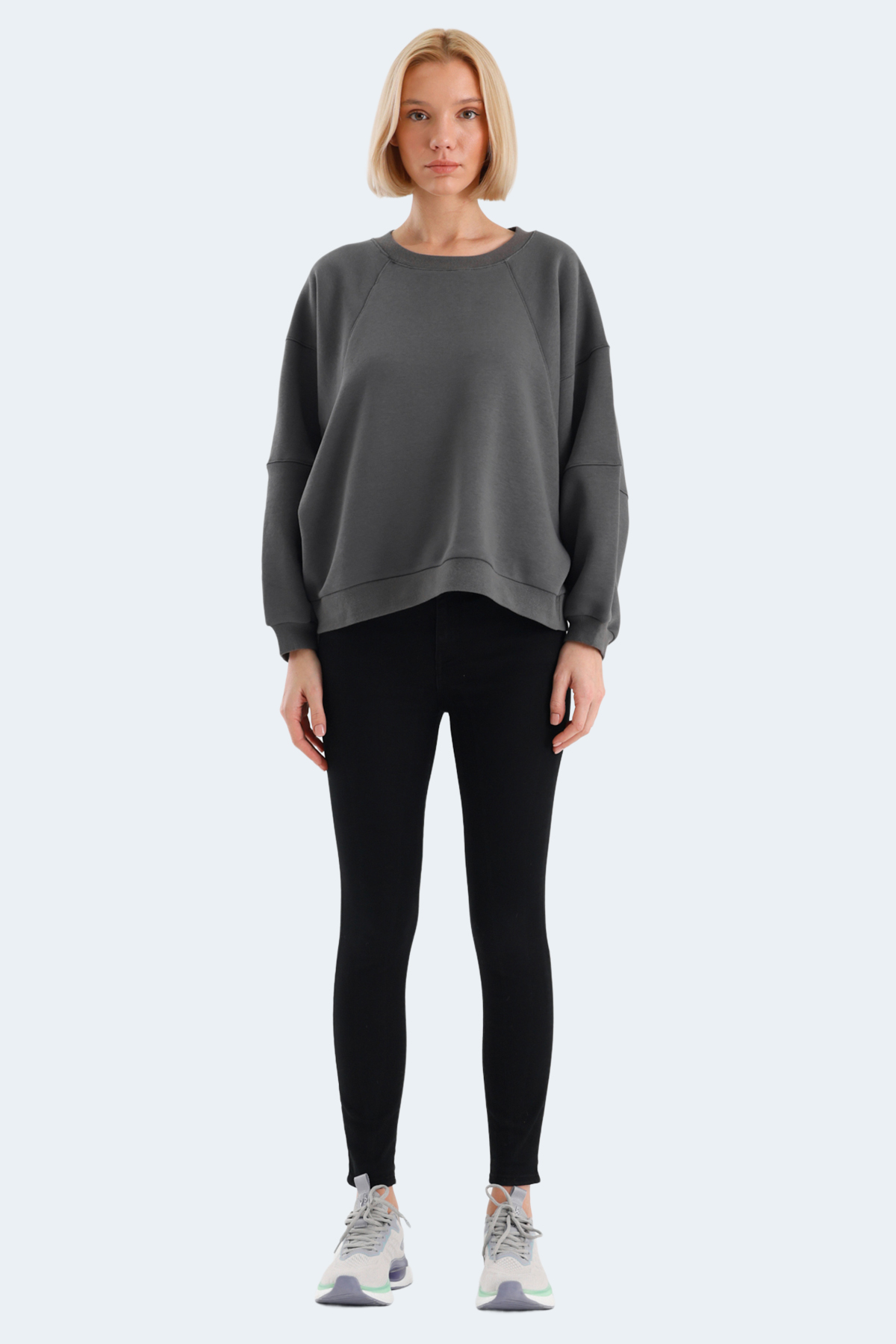 SLAZENGER VIA Kadın Koyu Gri Sweatshirt görsel 7