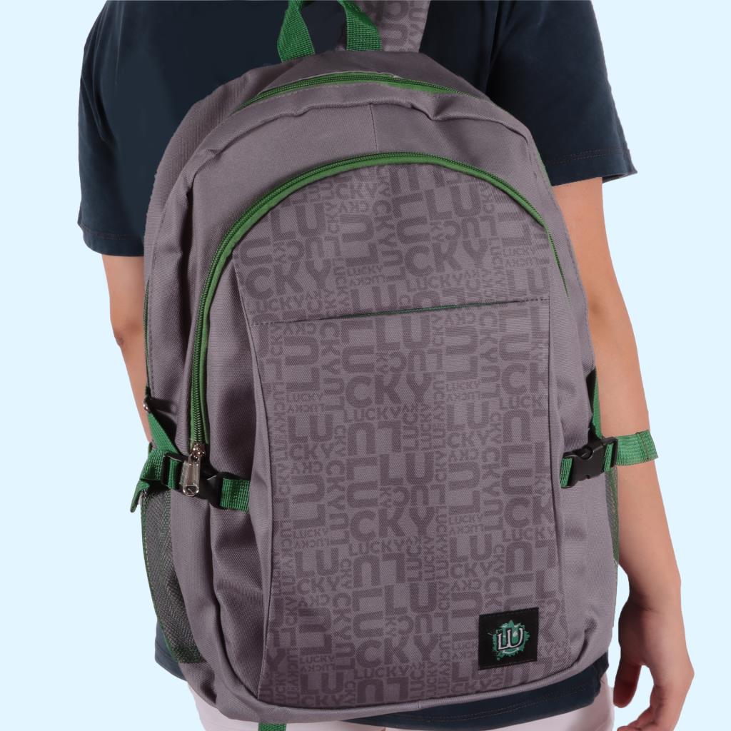 Biggdesign Moods Up Lucky Su Geçirmez Kumaşlı 15.6 inç Laptop Uyumlu Okul Sırt Çantası Gri görsel 4