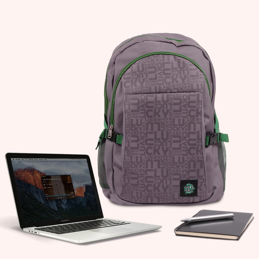 Biggdesign Moods Up Lucky Su Geçirmez Kumaşlı 15.6 inç Laptop Uyumlu Okul Sırt Çantası Gri görsel 5