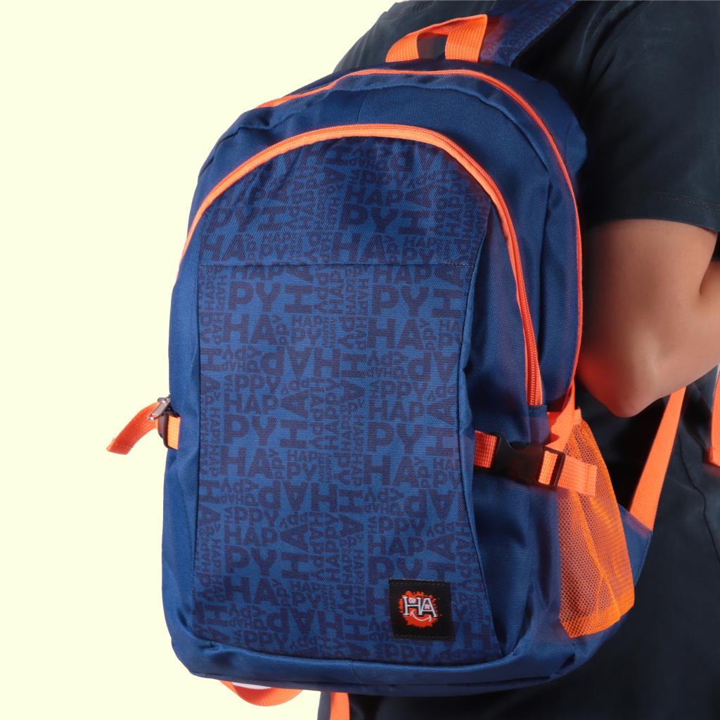 Biggdesign Moods Up Happy Su Geçirmez Kumaşlı 15.6 inç Laptop Uyumlu Okul Sırt Çantası Lacivert görsel 5