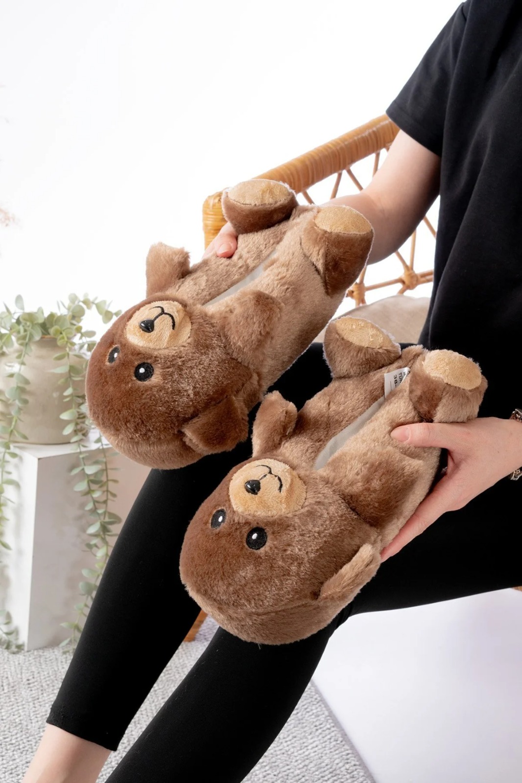 Slipcat Ayıcık Figürlü Pelüş Panduf Ev Pandufu Unisex görsel 2