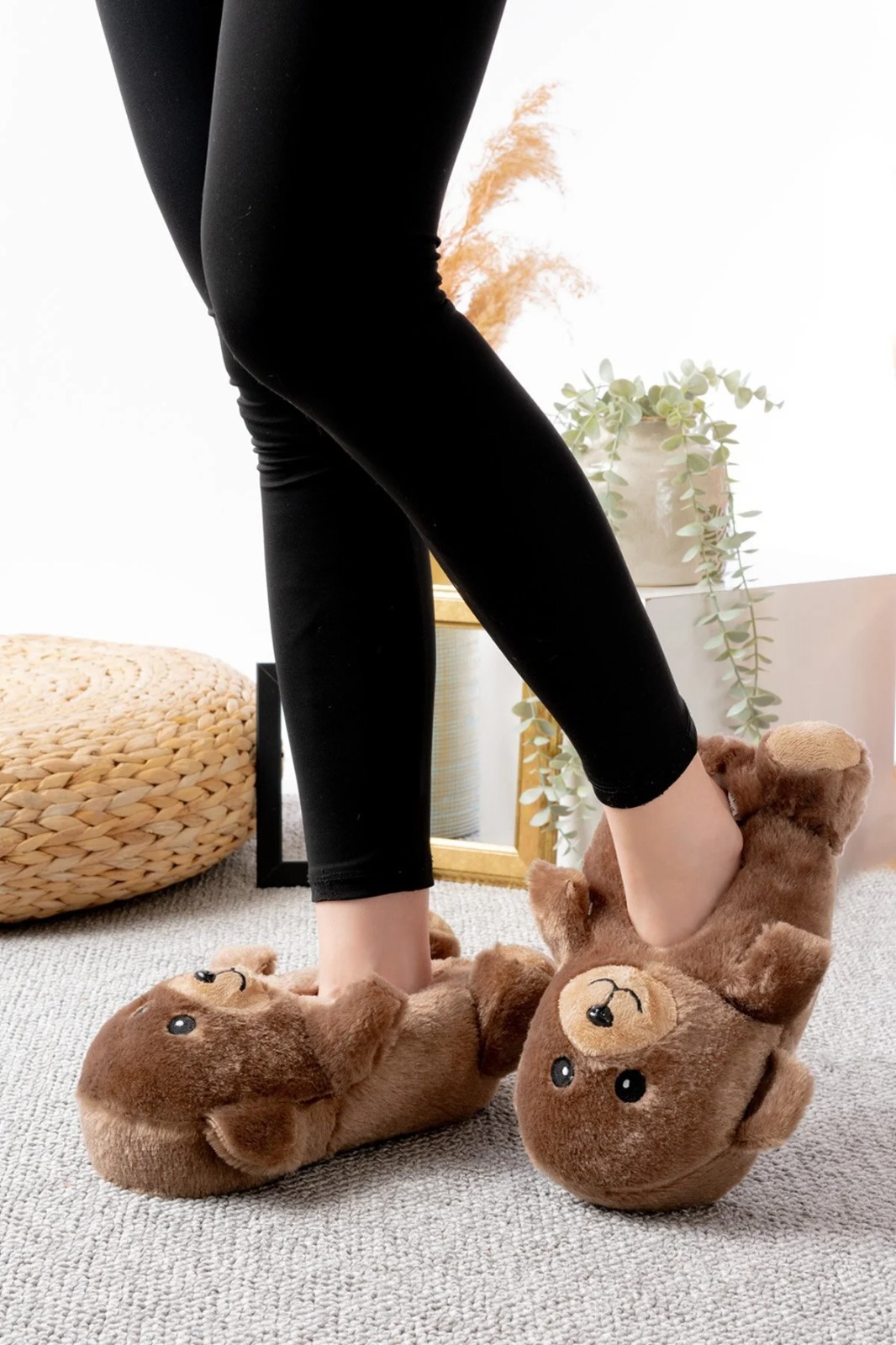 Slipcat Ayıcık Figürlü Pelüş Panduf Ev Pandufu Unisex görsel 3