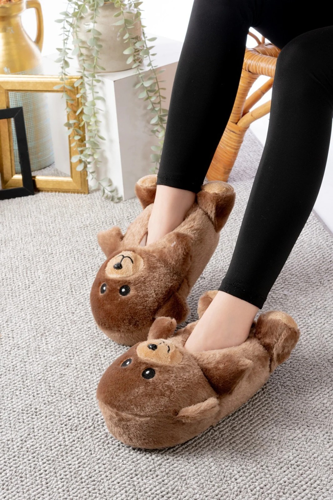 Slipcat Ayıcık Figürlü Pelüş Panduf Ev Pandufu Unisex görsel 4
