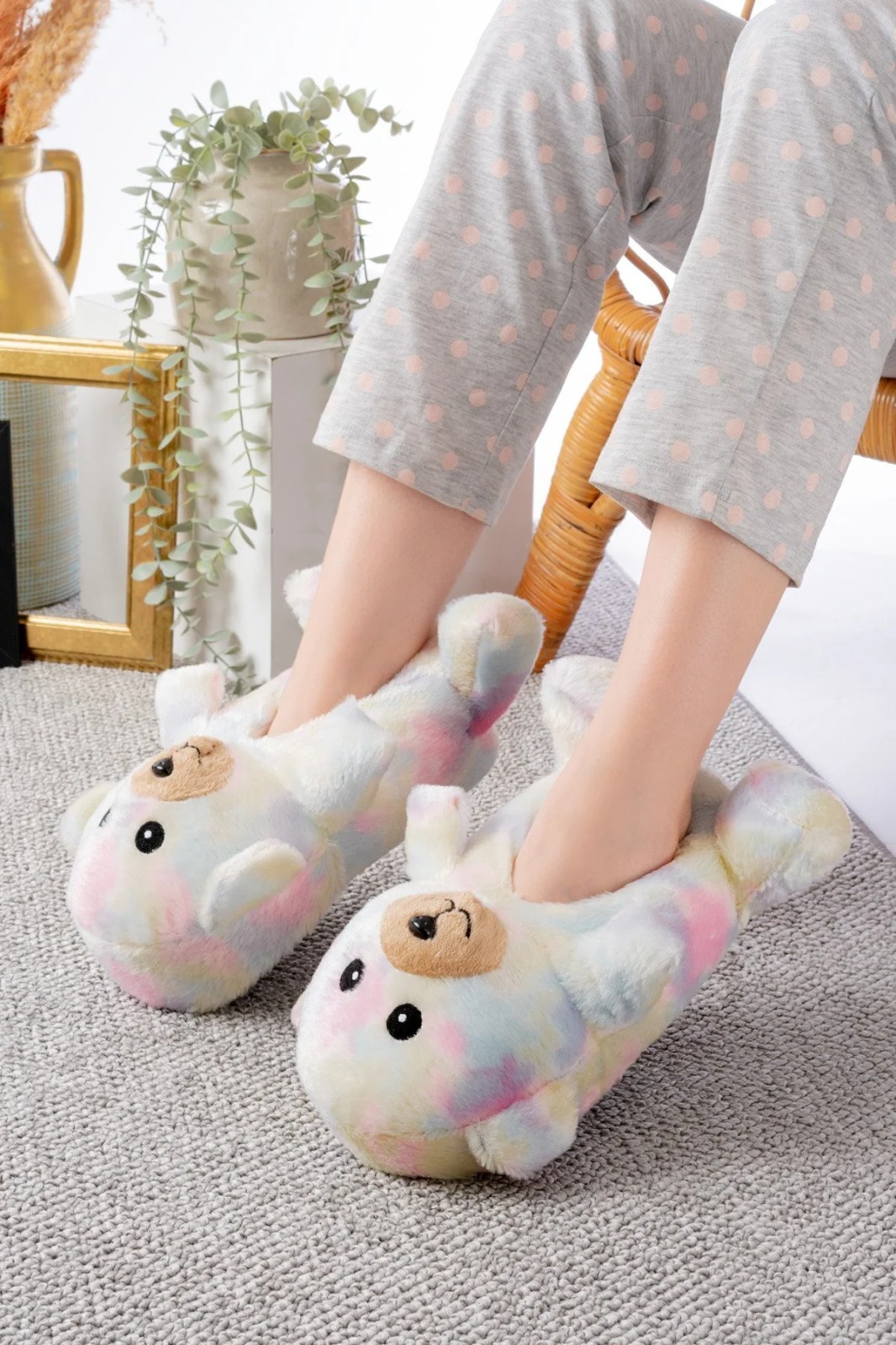 Slipcat Ayıcık Figürlü Pelüş Panduf Ev Pandufu Unisex