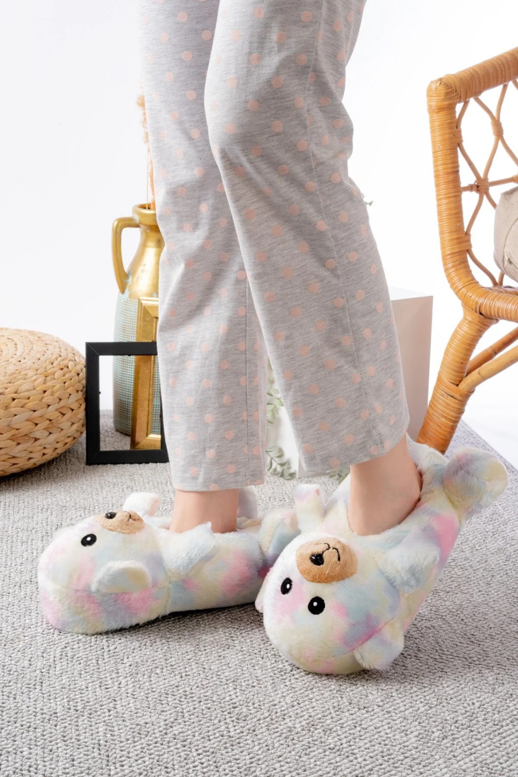 Slipcat Ayıcık Figürlü Pelüş Panduf Ev Pandufu Unisex görsel 2