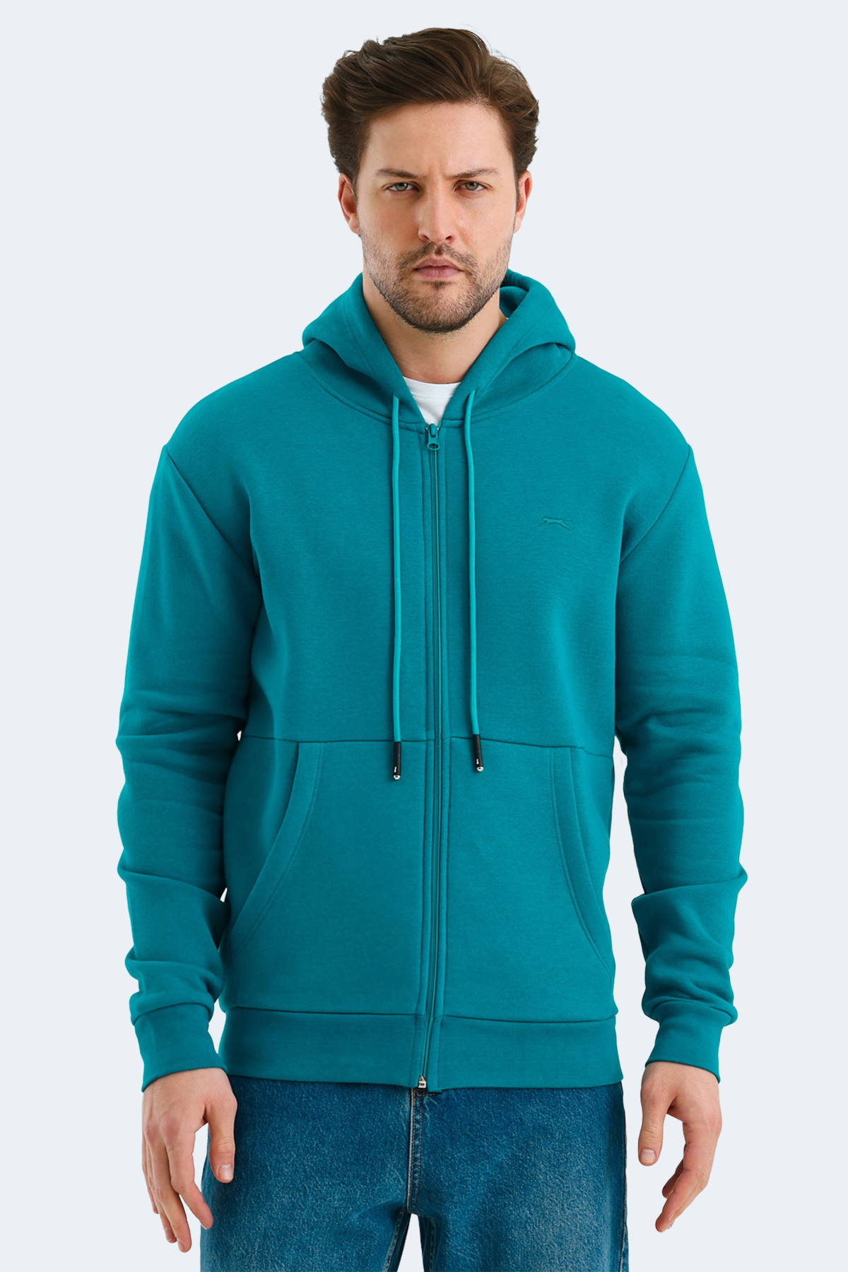SLAZENGER VONDA Erkek Fermuarlı Sweatshirt Hırka Petrol