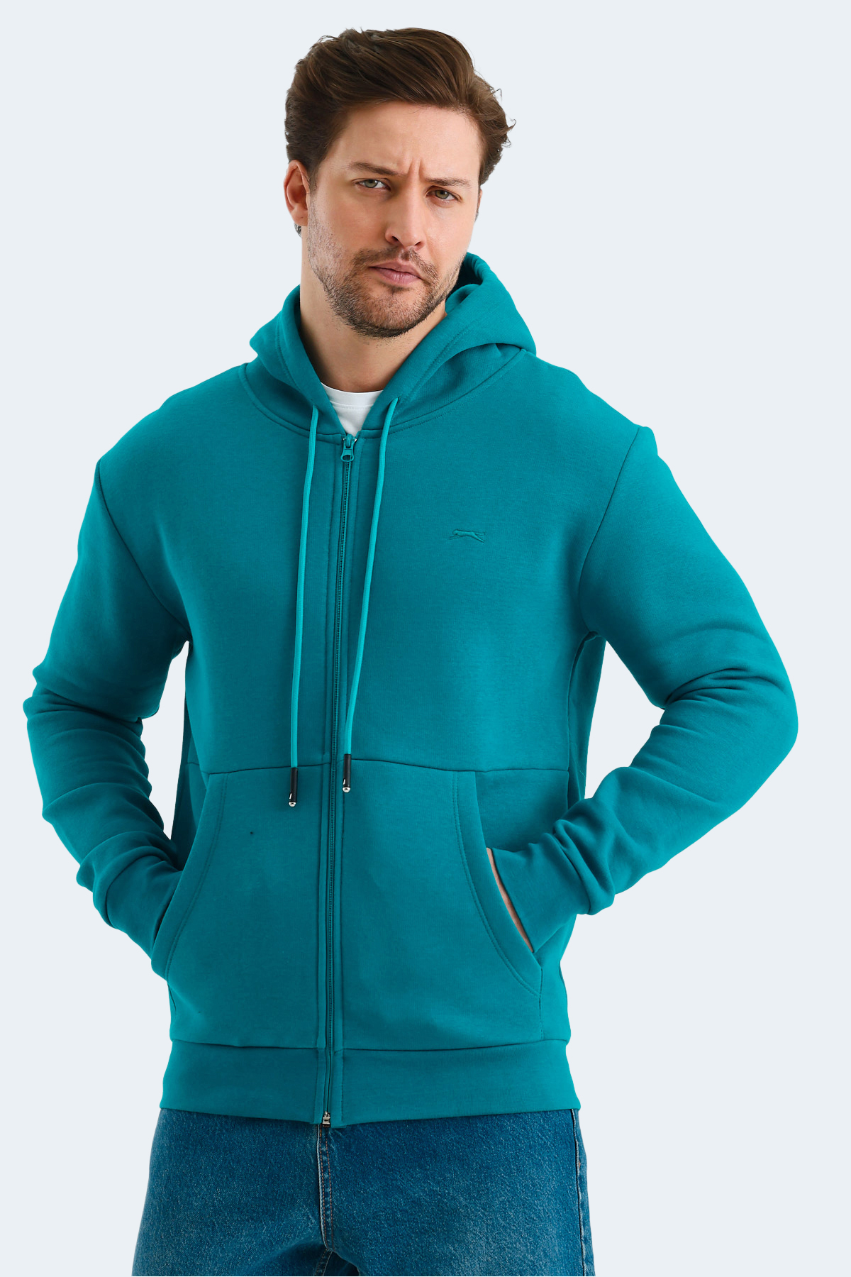 SLAZENGER VONDA Erkek Fermuarlı Sweatshirt Hırka Petrol görsel 4