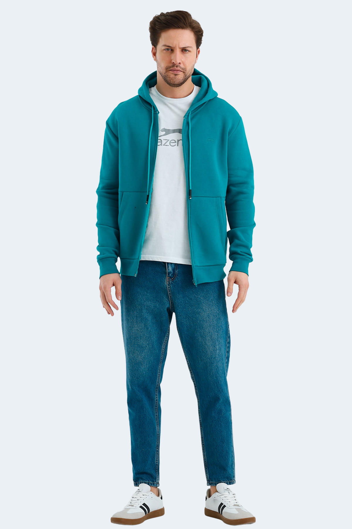 SLAZENGER VONDA Erkek Fermuarlı Sweatshirt Hırka Petrol görsel 7