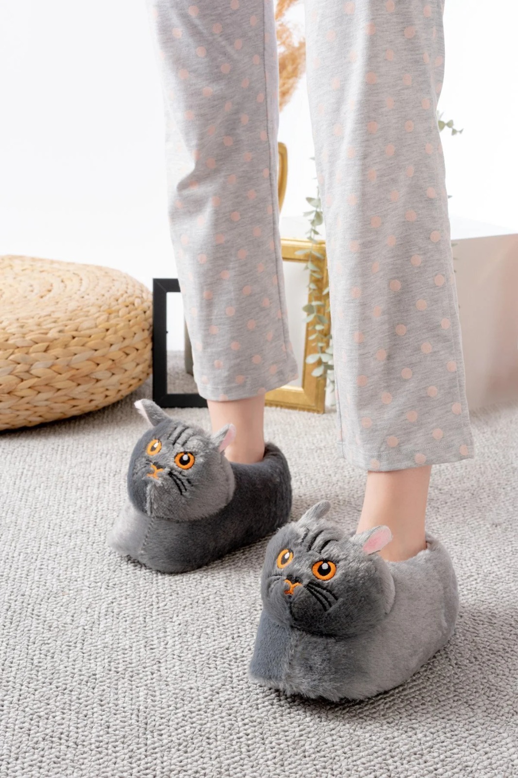 Slipcat Kedi Figürlü Pelüş Panduf Ev Pandufu Unisex görsel 3