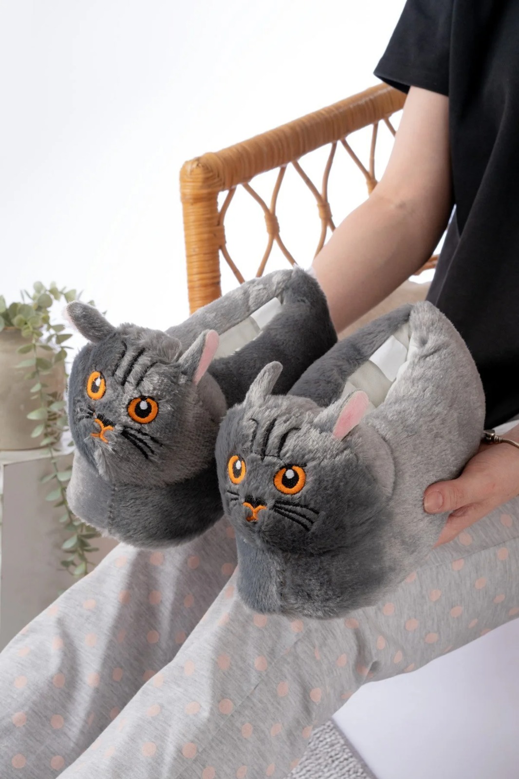 Slipcat Kedi Figürlü Pelüş Panduf Ev Pandufu Unisex görsel 4