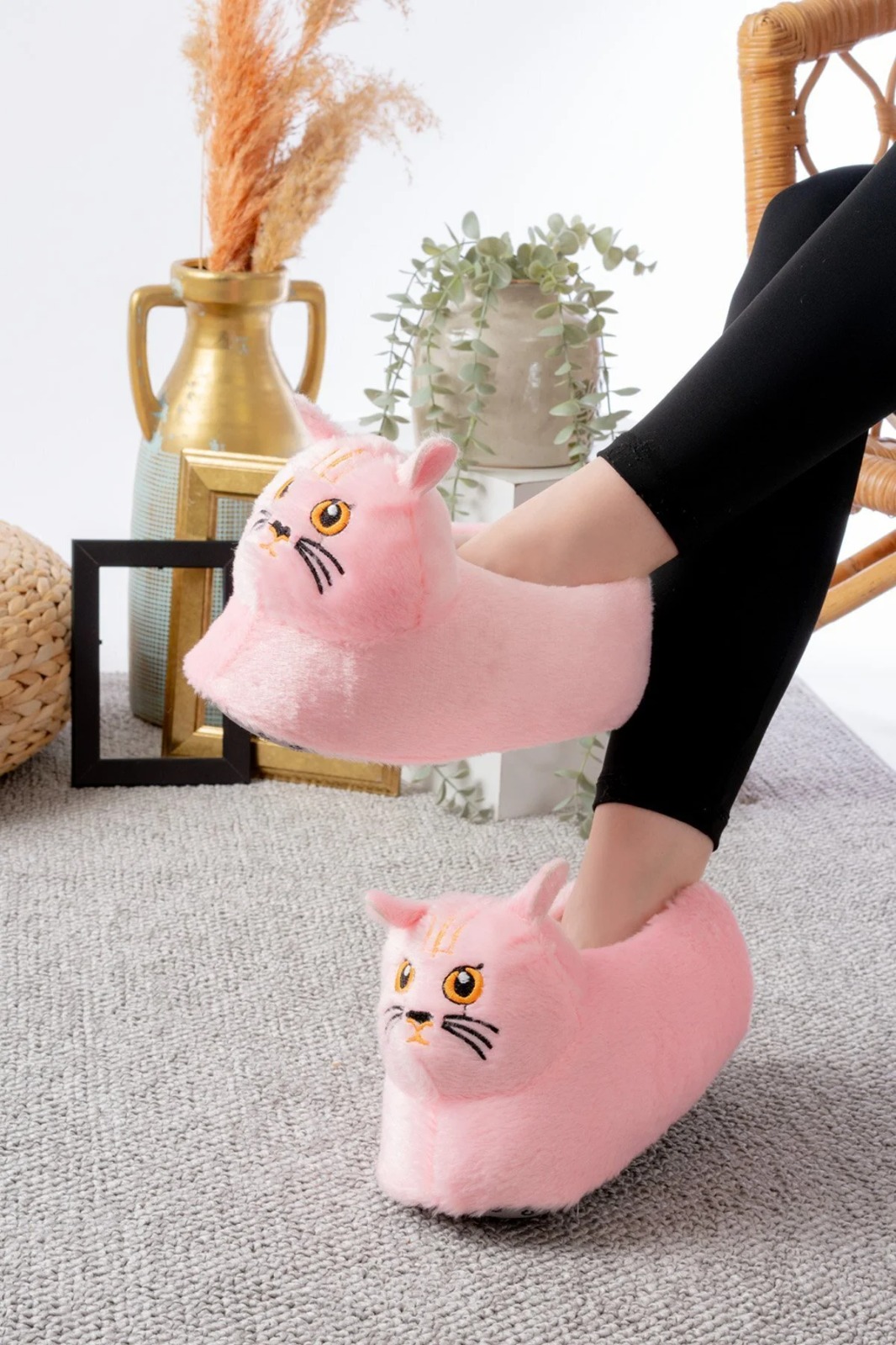Slipcat Kedi Figürlü Pelüş Panduf Ev Pandufu Unisex görsel 2