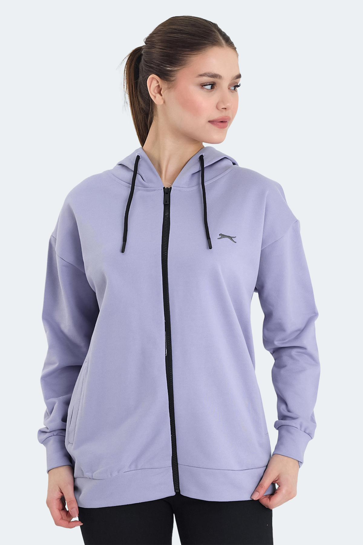 SLAZENGER KATHLEENA IN Kadın Oversıze Mor Sweatshırt görsel 4