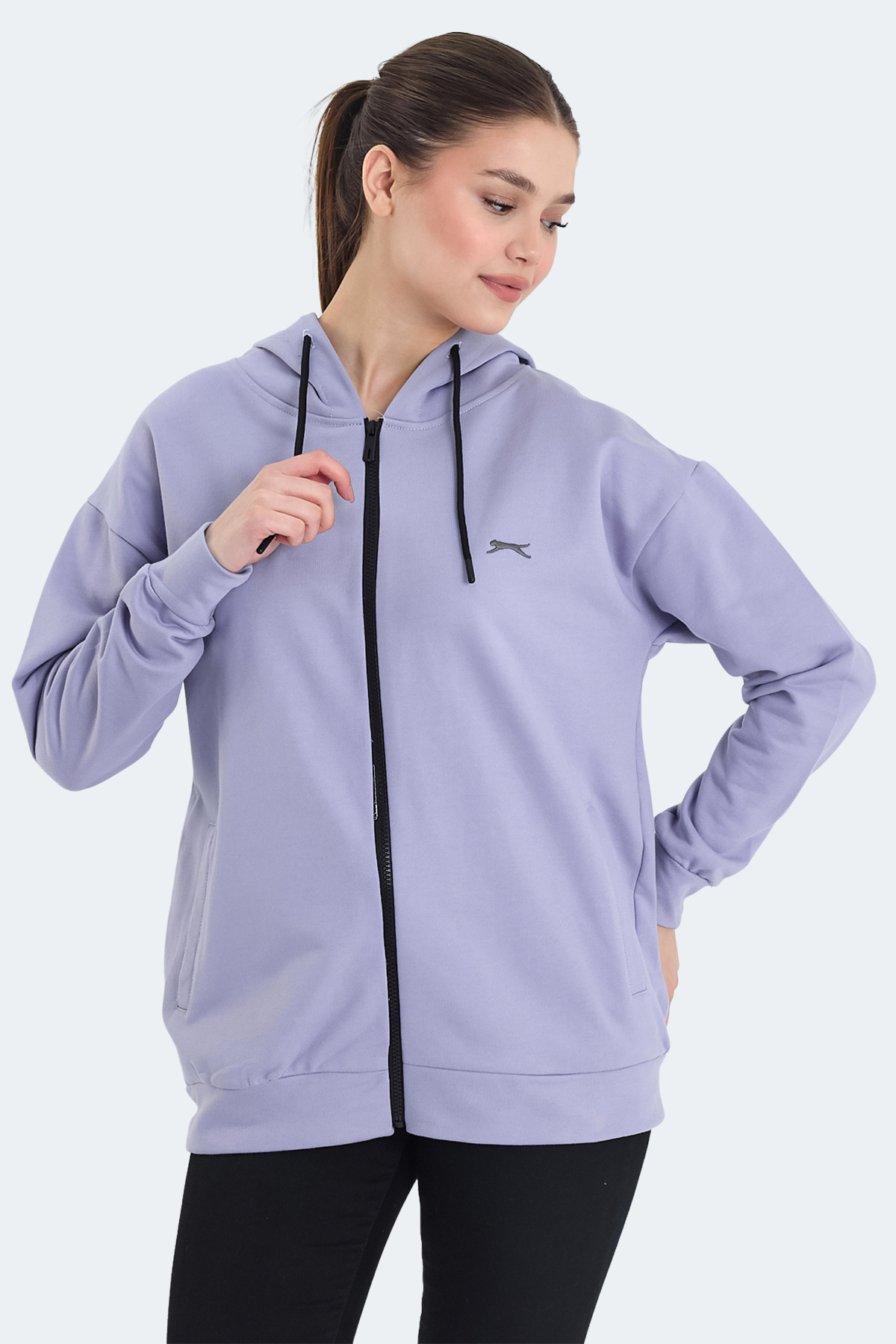 SLAZENGER KATHLEENA IN Kadın Oversıze Mor Sweatshırt görsel 5