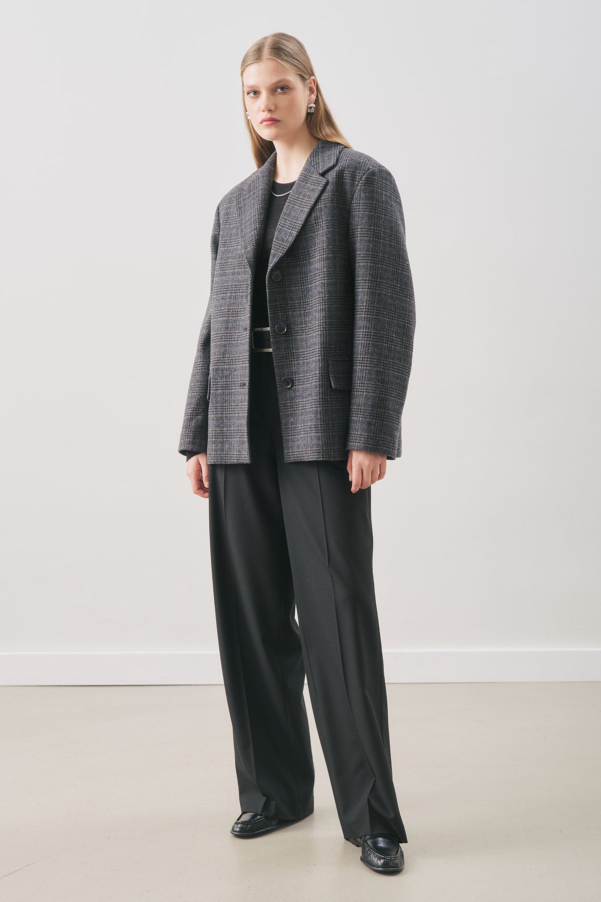 Manuka Norrıs Yün Blazer Ceket Grey Check görsel 5