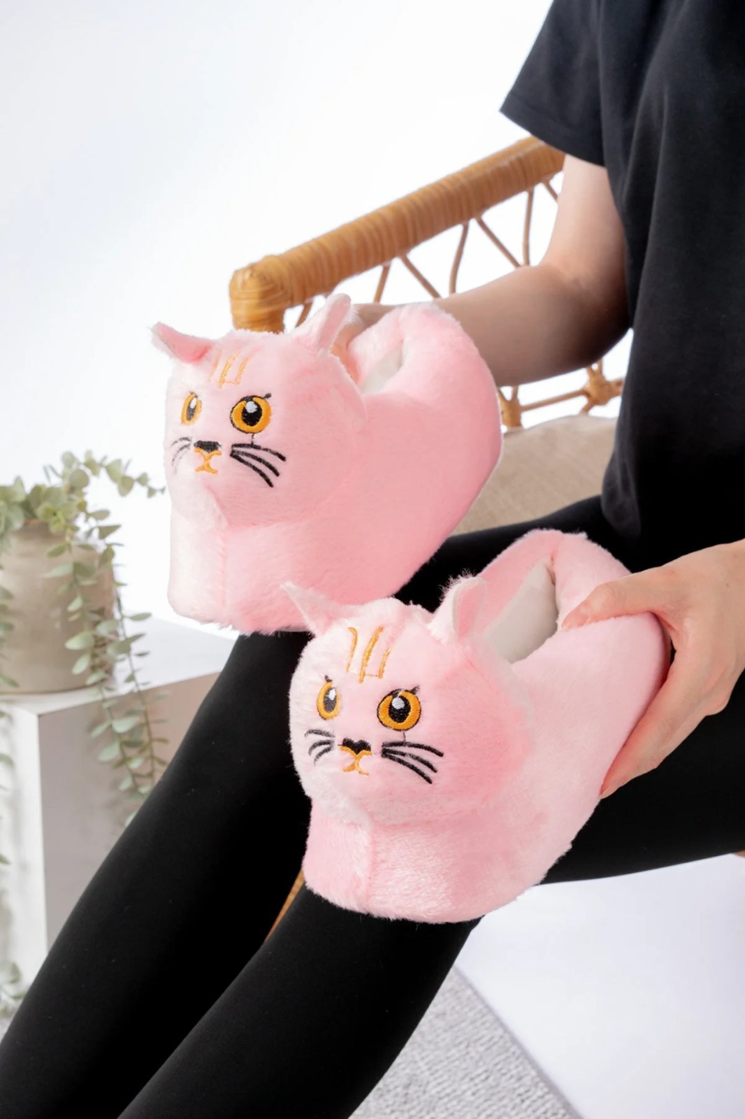 Slipcat Kedi Figürlü Pelüş Panduf Ev Pandufu Unisex görsel 3