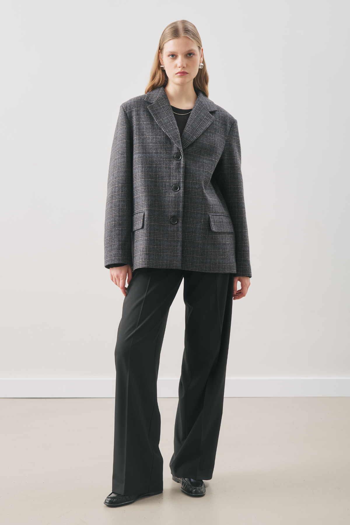 Manuka Norrıs Yün Blazer Ceket Grey Check görsel 6