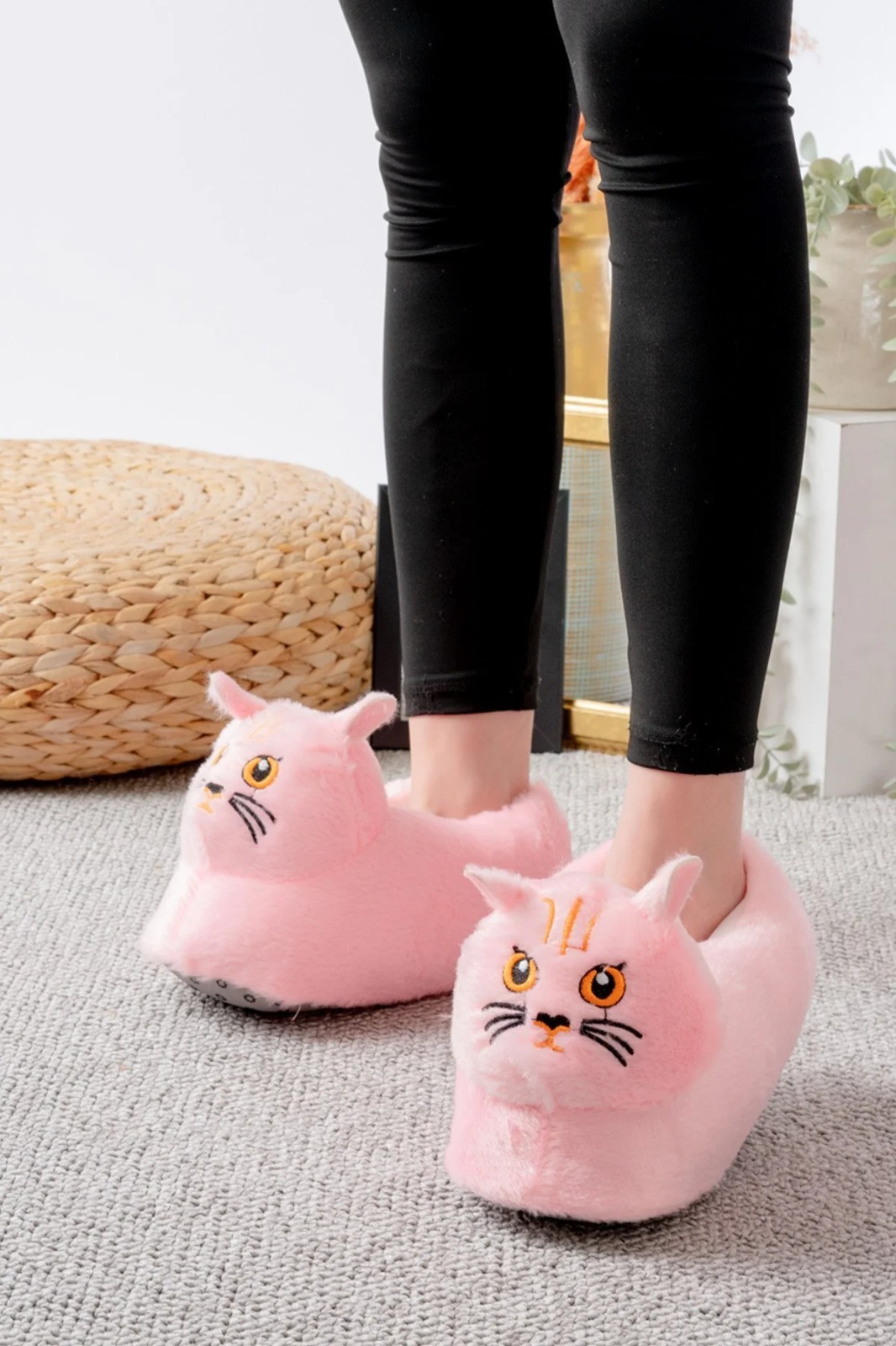 Slipcat Kedi Figürlü Pelüş Panduf Ev Pandufu Unisex görsel 4