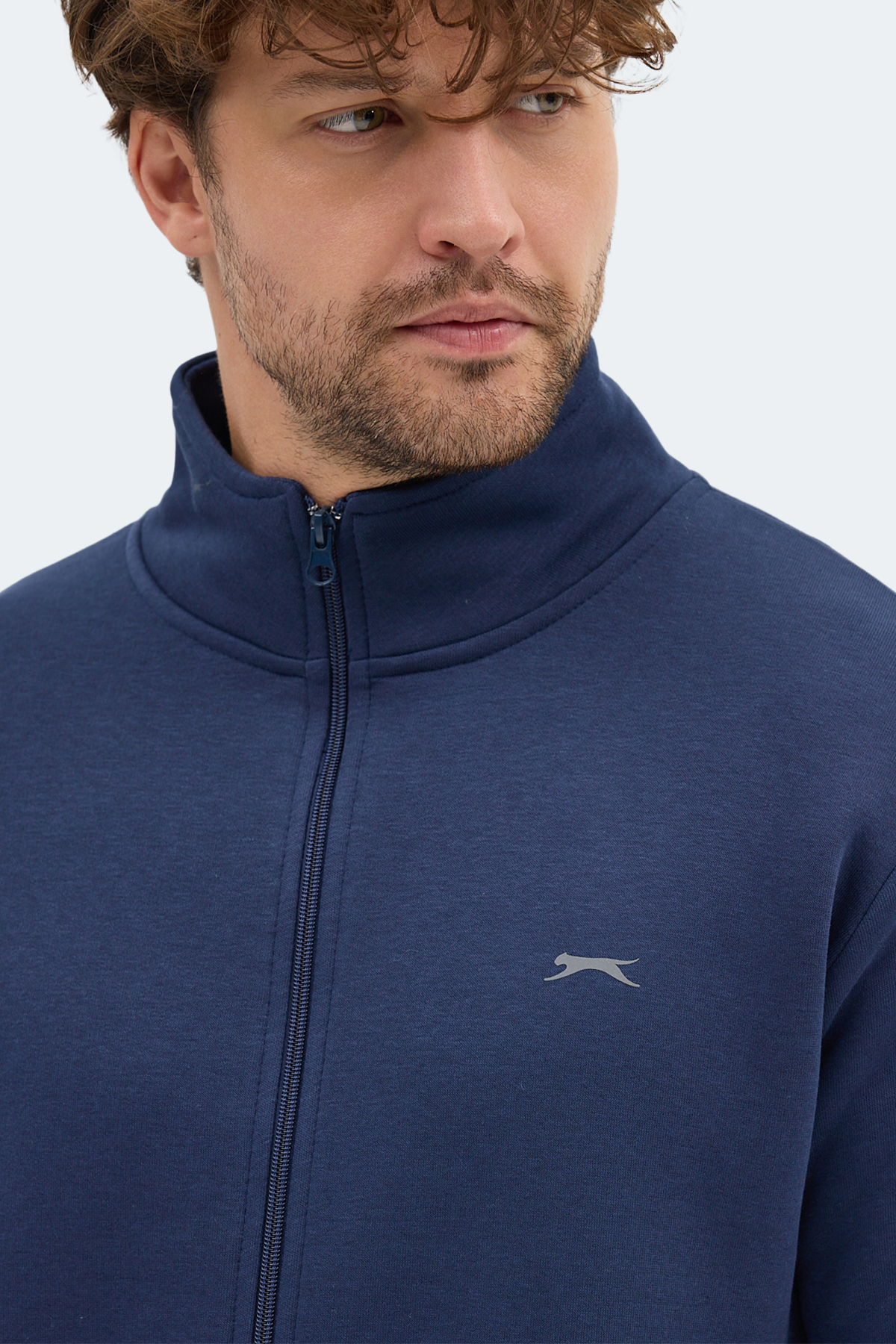 SLAZENGER MENDOZA I Dik Yaka Cepli Lacivert Erkek Polar Fermuarlı Sweatshirt Hırka görsel 2