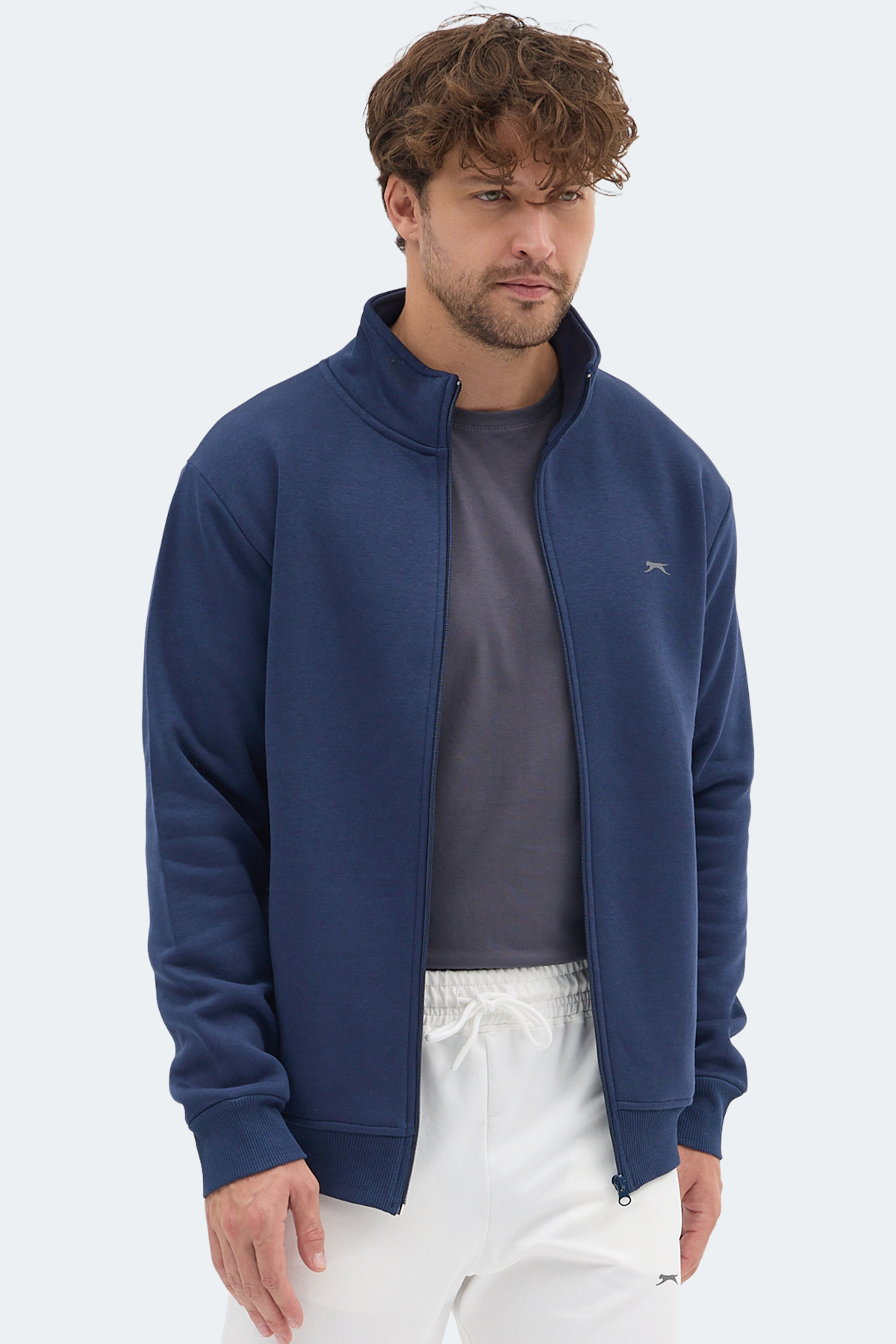 SLAZENGER MENDOZA I Dik Yaka Cepli Lacivert Erkek Polar Fermuarlı Sweatshirt Hırka görsel 6