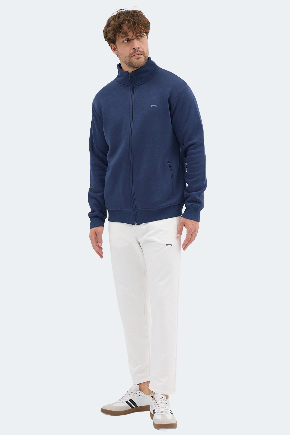 SLAZENGER MENDOZA I Dik Yaka Cepli Lacivert Erkek Polar Fermuarlı Sweatshirt Hırka görsel 7
