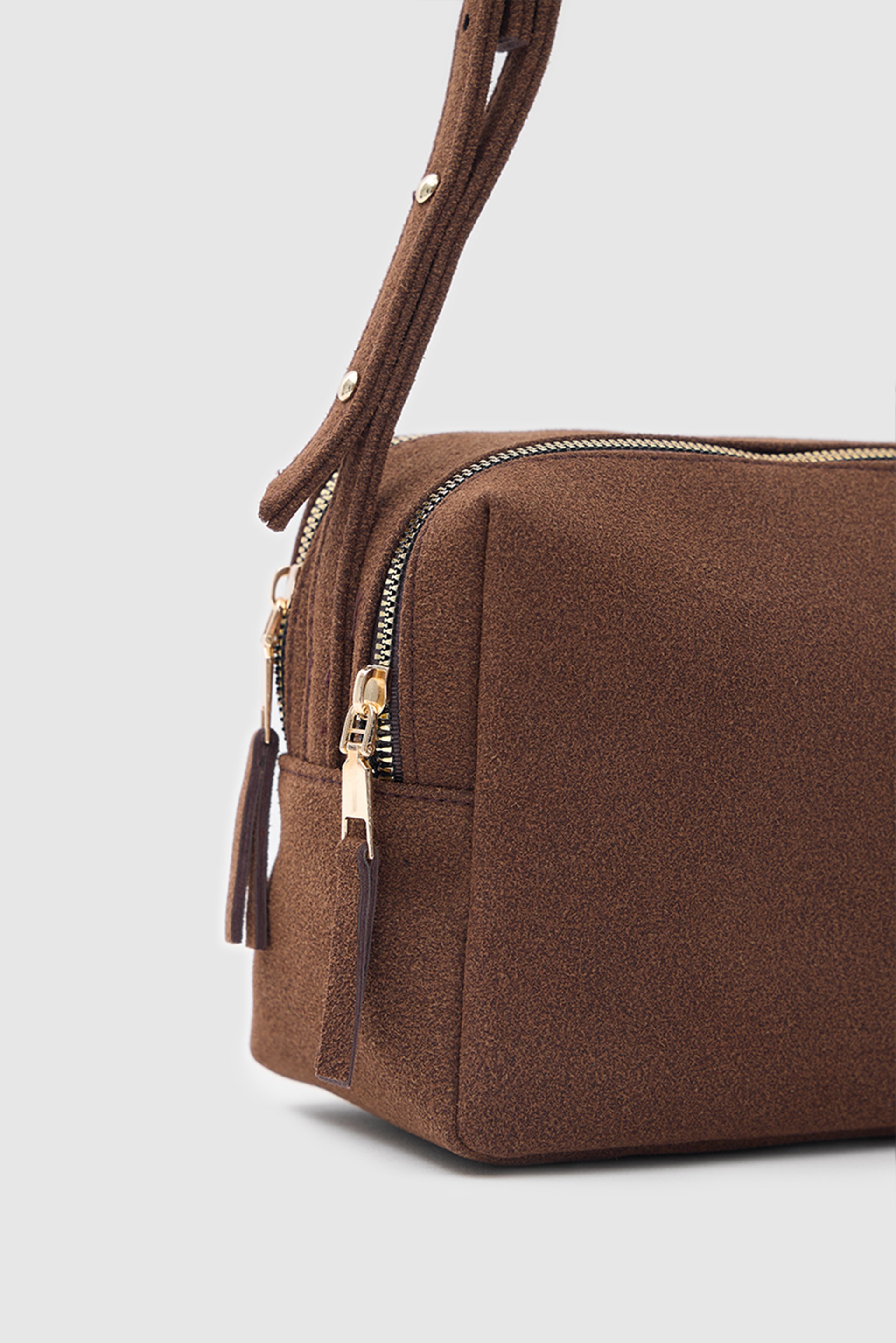 Shulebags Rodeo Süet Omuz Çantası Kahve görsel 4