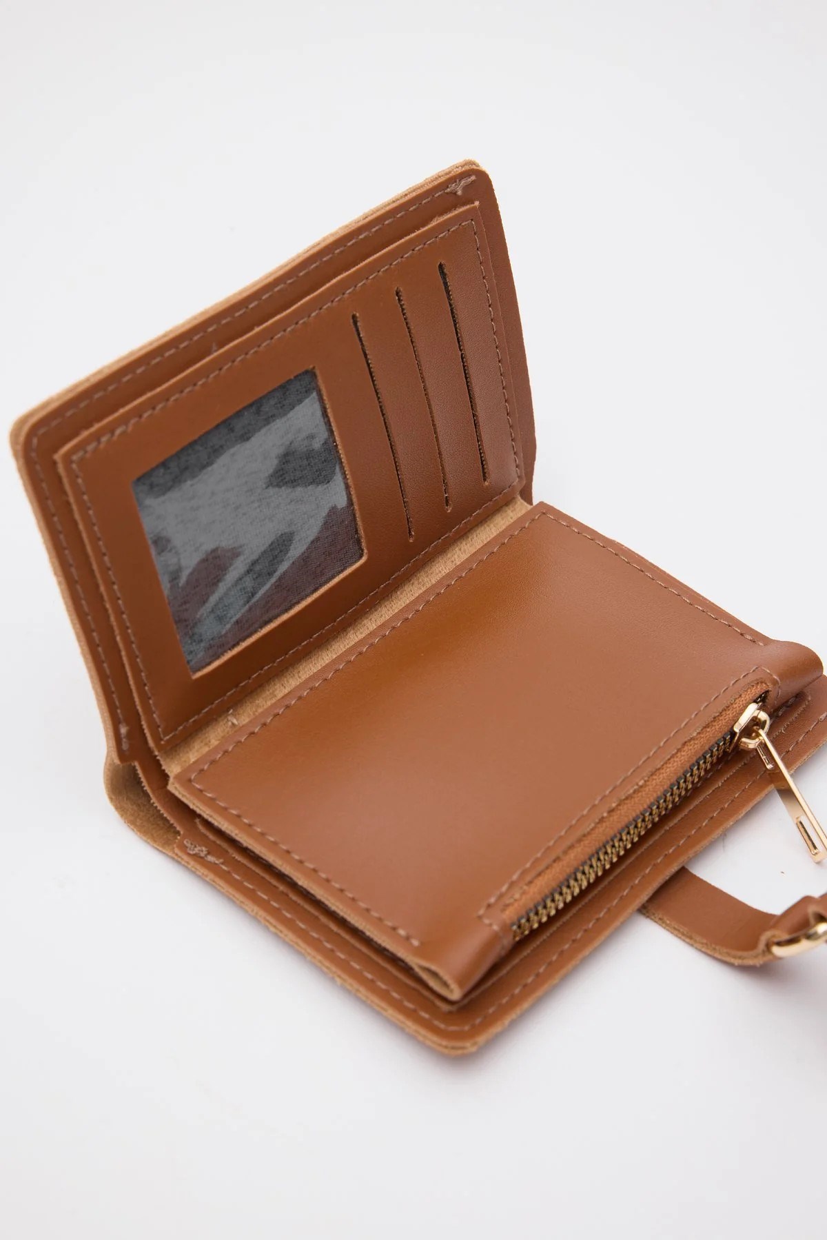 Shulebags Kiki Çıtçıt Kapamalı Kadın Cüzdan Taba görsel 4