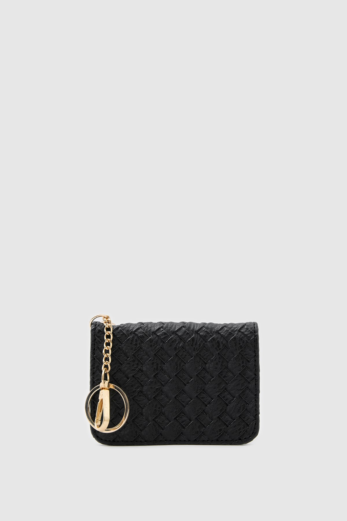 Shulebags Wowen Örgü Deri Charm Kartlık Siyah görsel 2