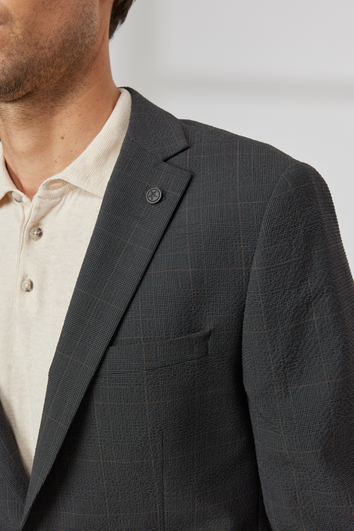 Altınyıldız Classics Erkek Antrasit-Kahverengi Slim Fit Dar Kesim Mono Yaka Gofre Desenli Takım Elbise görsel 5