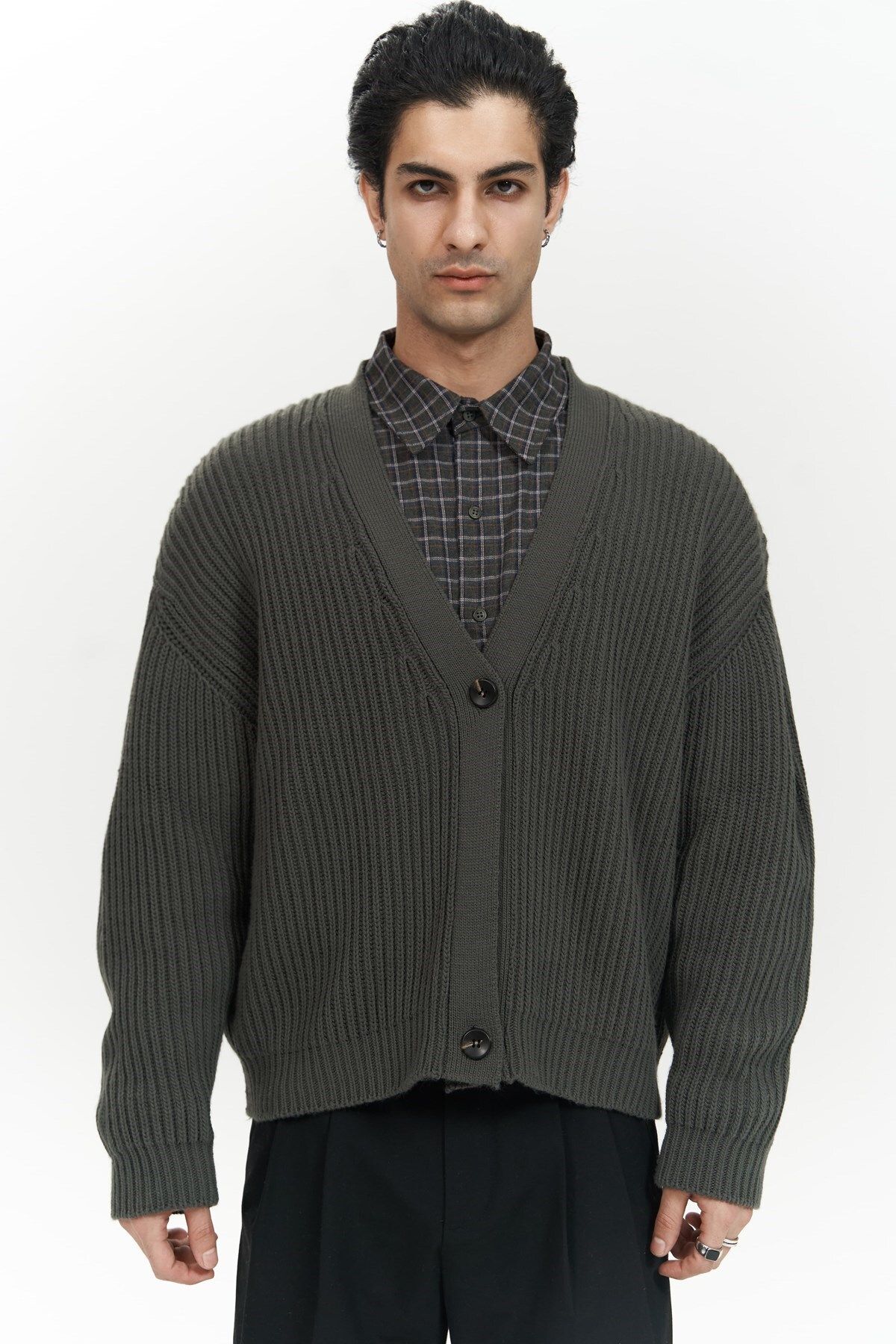 Mai Collection Cassian Antrasit Erkek Triko Hırka görsel 2
