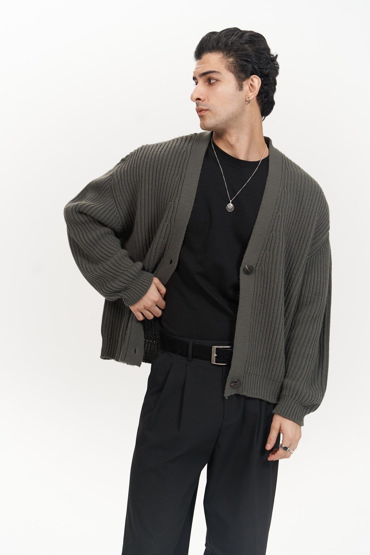 Mai Collection Cassian Antrasit Erkek Triko Hırka görsel 7