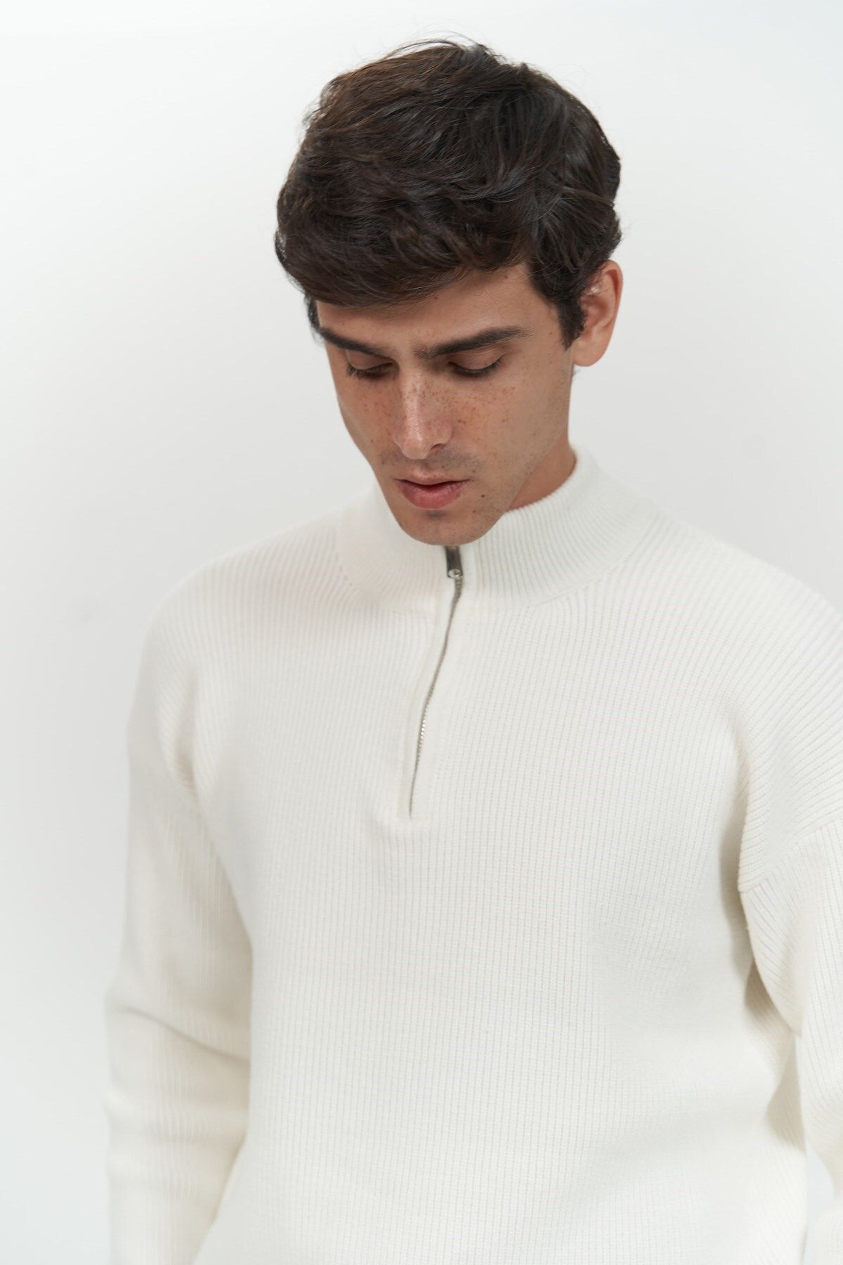 Mai Collection Mathis Ekru Balıkçı Yaka Erkek Triko Kazak görsel 5