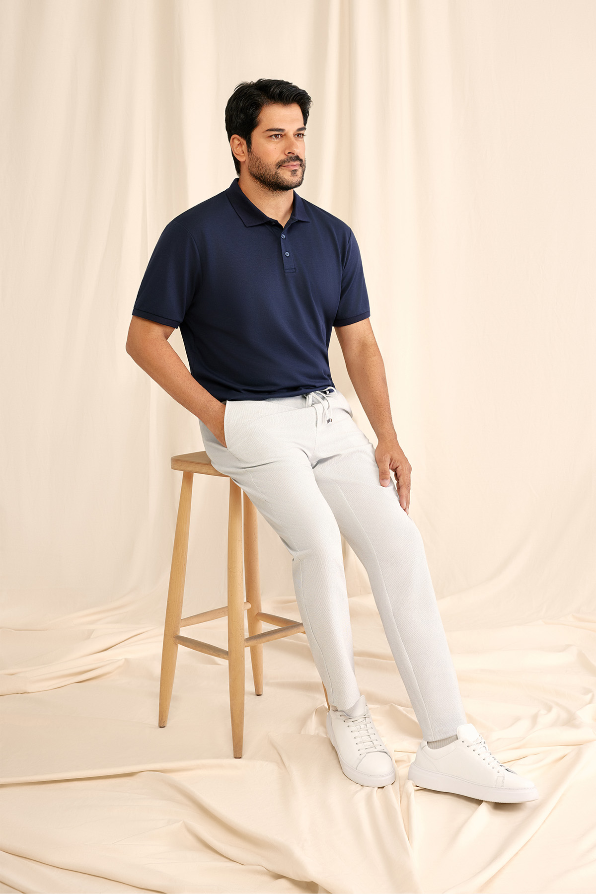 AC&Co / Altınyıldız Classics Erkek Gri Slim Fit Dar Kesim Beli Bağlamalı Yan Cepli Casual Jogger Pantolon görsel 3