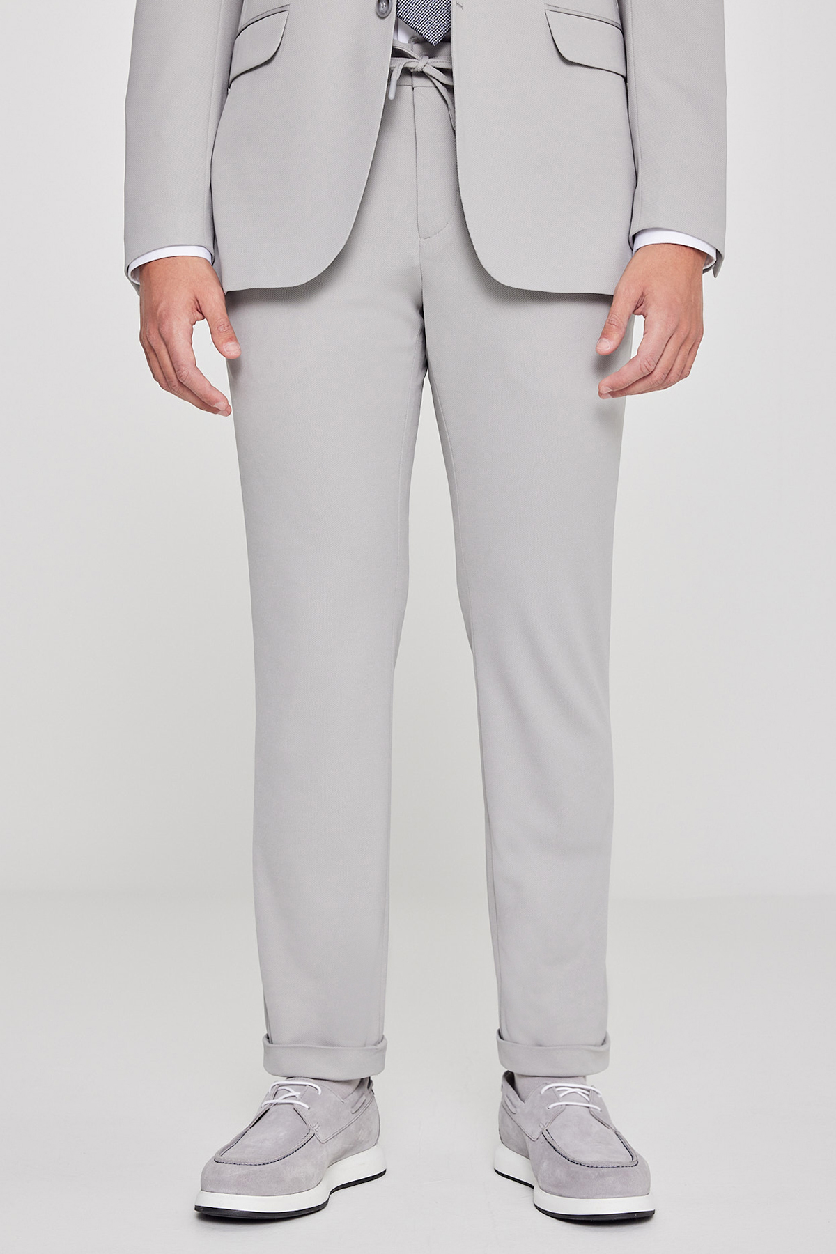 AC&Co / Altınyıldız Classics Erkek Gri Slim Fit Dar Kesim Mono Yaka Beli Bağlamalı Kapak Cepli Esnek Takım Elbise görsel 8